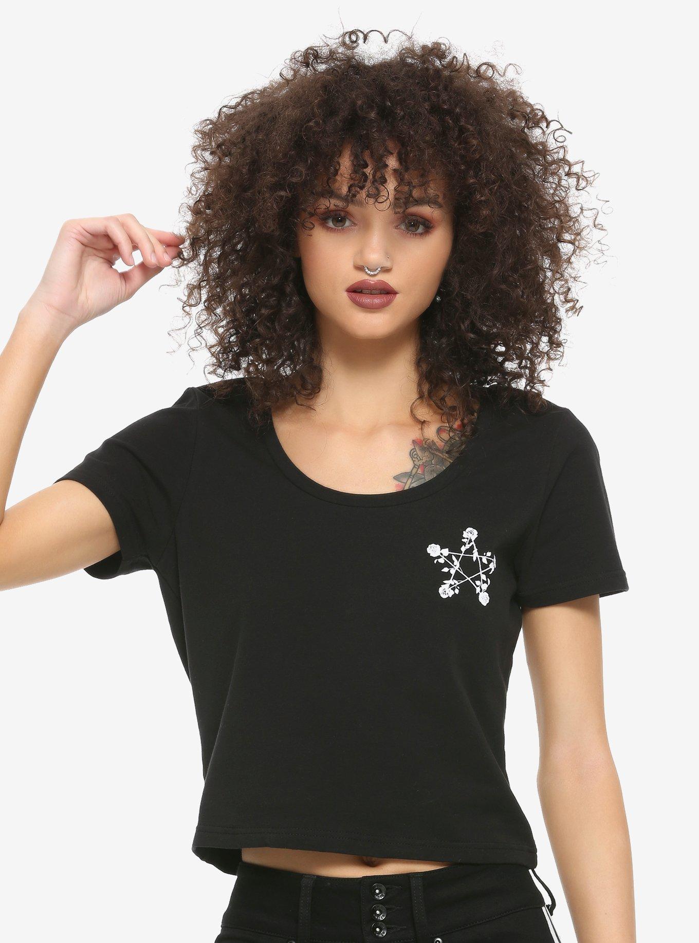 Star Rose Slash Back Girls Crop T-Shirt | Hot Topic