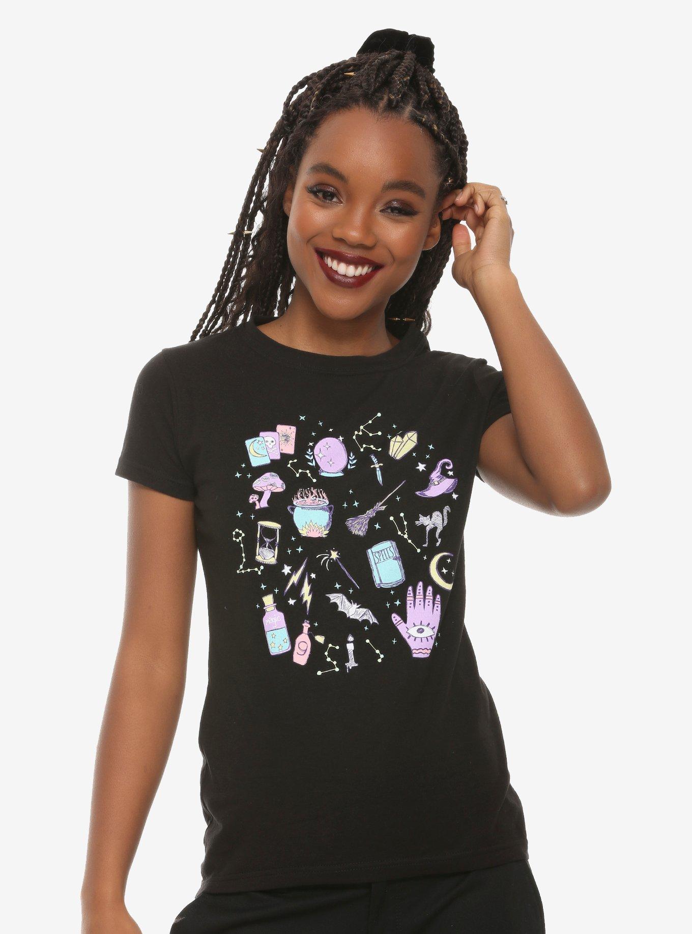 Pastel Spells Girls T-Shirt, BLACK, hi-res