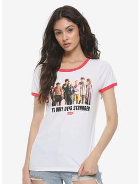 Plus Size Stranger Things It Only Gets Stranger Group Girls Ringer T-Shirt, , hi-res