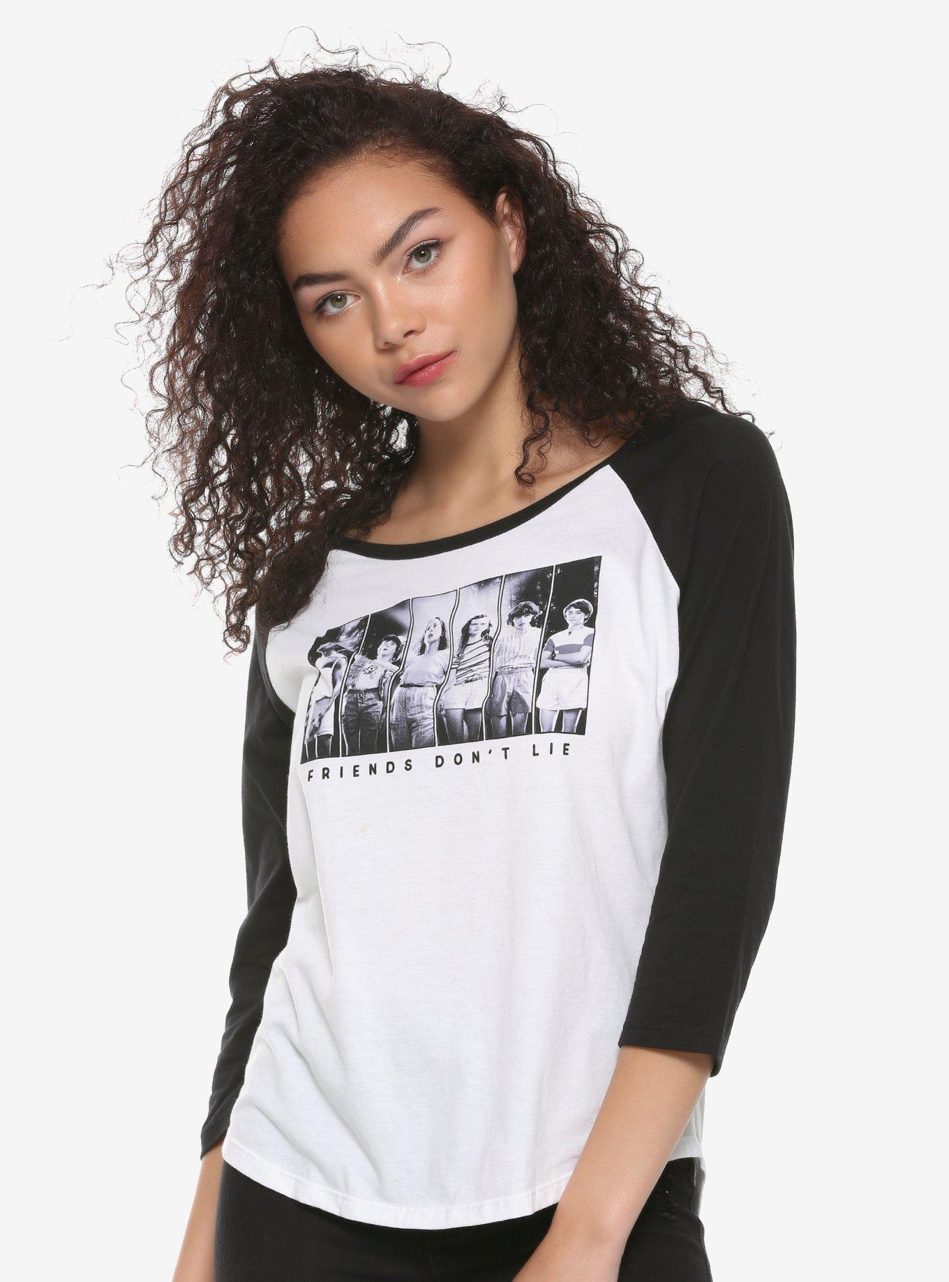 Stranger Things Friends Don't Lie Girls Raglan, BLACK, hi-res