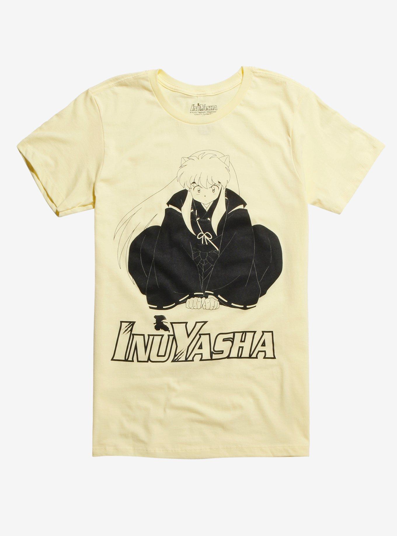 Inuyasha Crouching Yellow T-Shirt, BLACK, hi-res