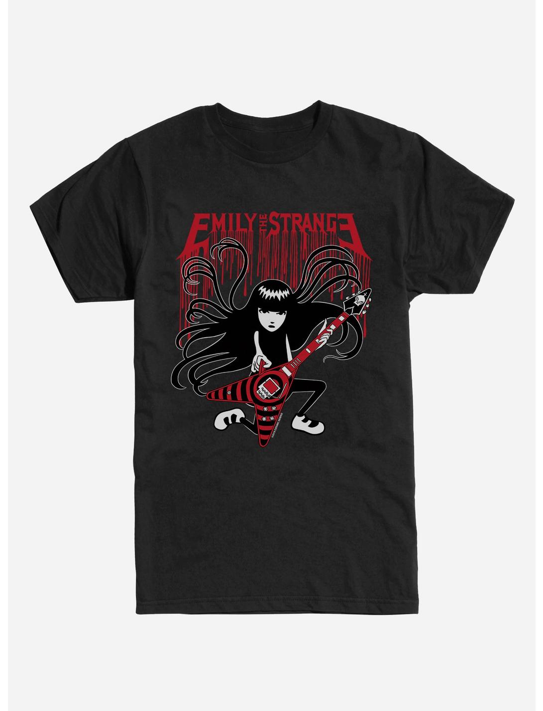 Emily The Strange Guitar Black T-Shirt, BLACK, hi-res