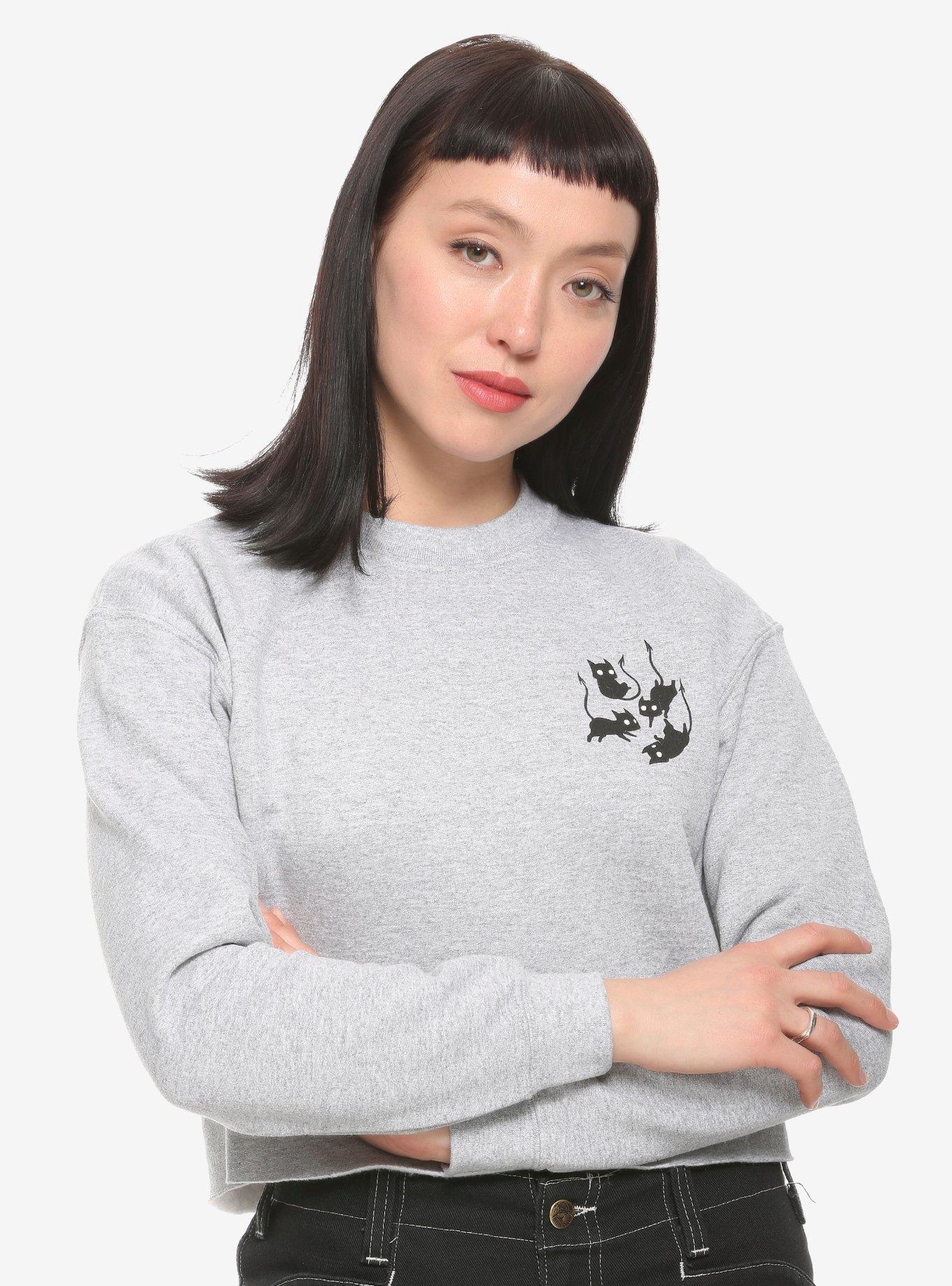 Demon Cats Girls Crop Sweatshirt, BLACK, hi-res