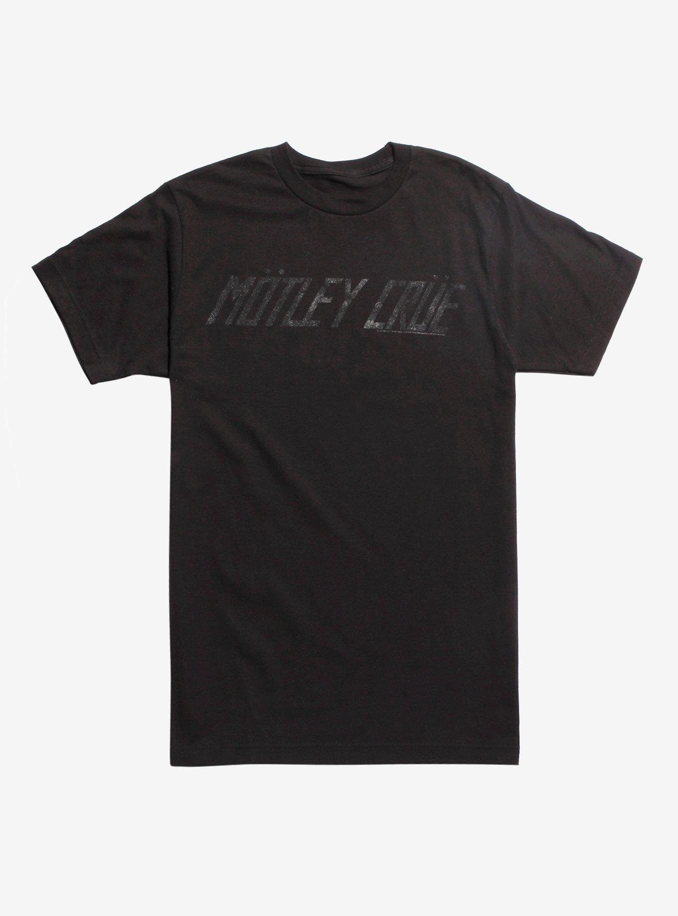 Motley Crue Distressed Grey Logo T-Shirt, BLACK, hi-res