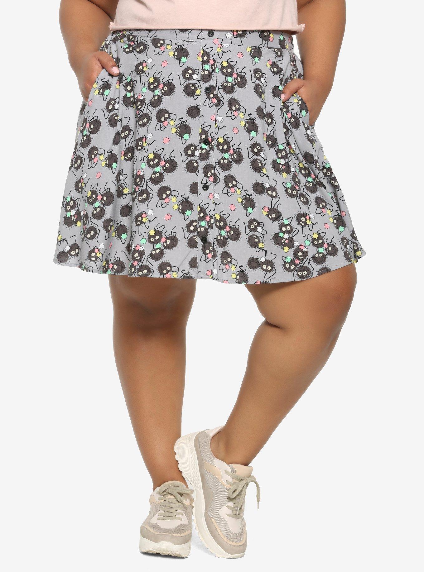 Her Universe Studio Ghibli Spirited Away Soot Sprite Button-Front Skirt Plus Size, MULTI, hi-res