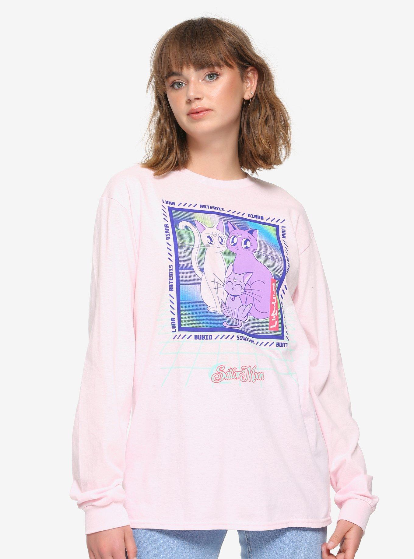 Sailor Moon Luna & Artemis Vaporwave Long Sleeve Women's T-Shirt ...