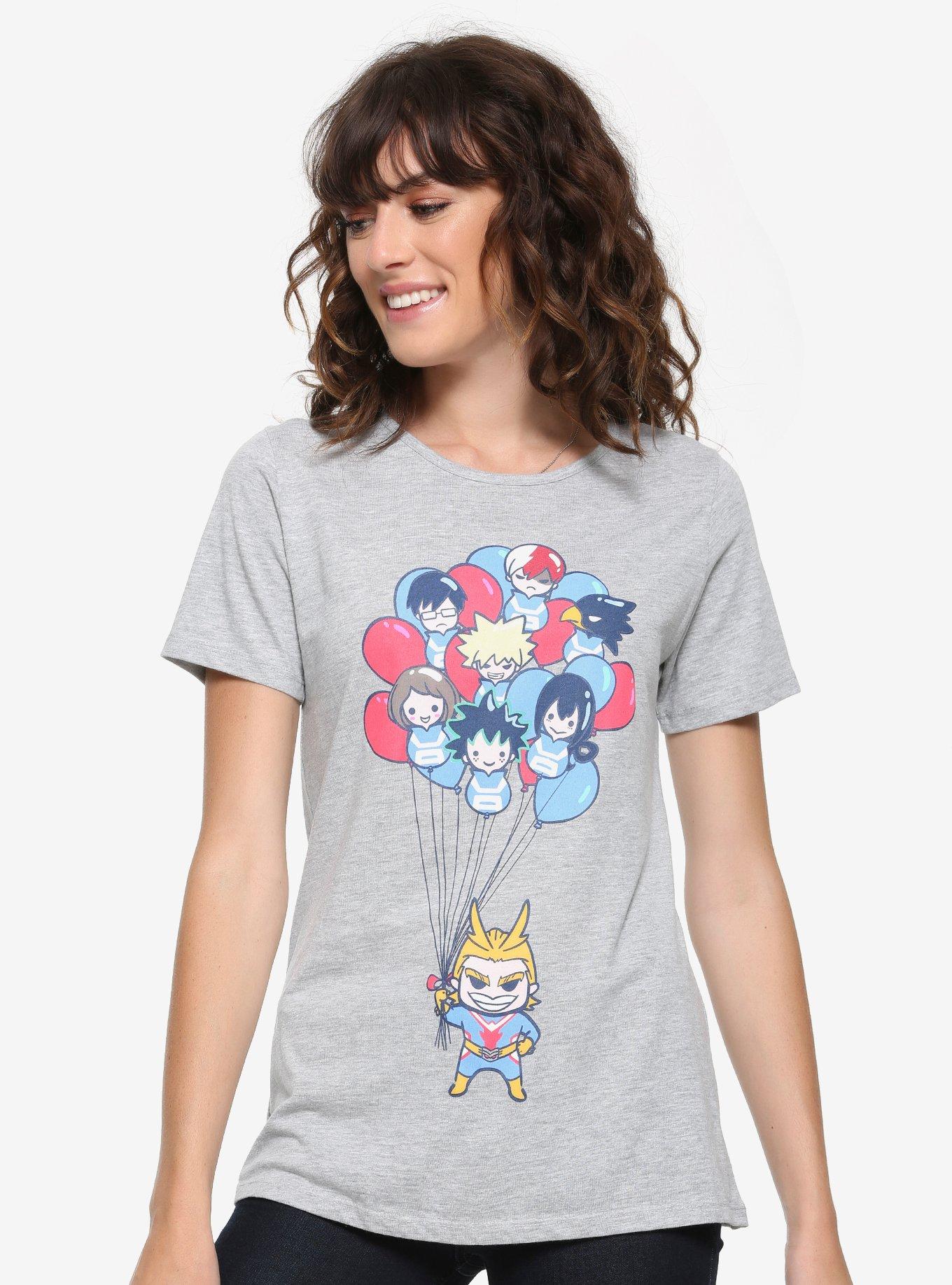 My Hero Academia Balloons Women's T-Shirt - BoxLunch Exclusive, GREY, hi-res