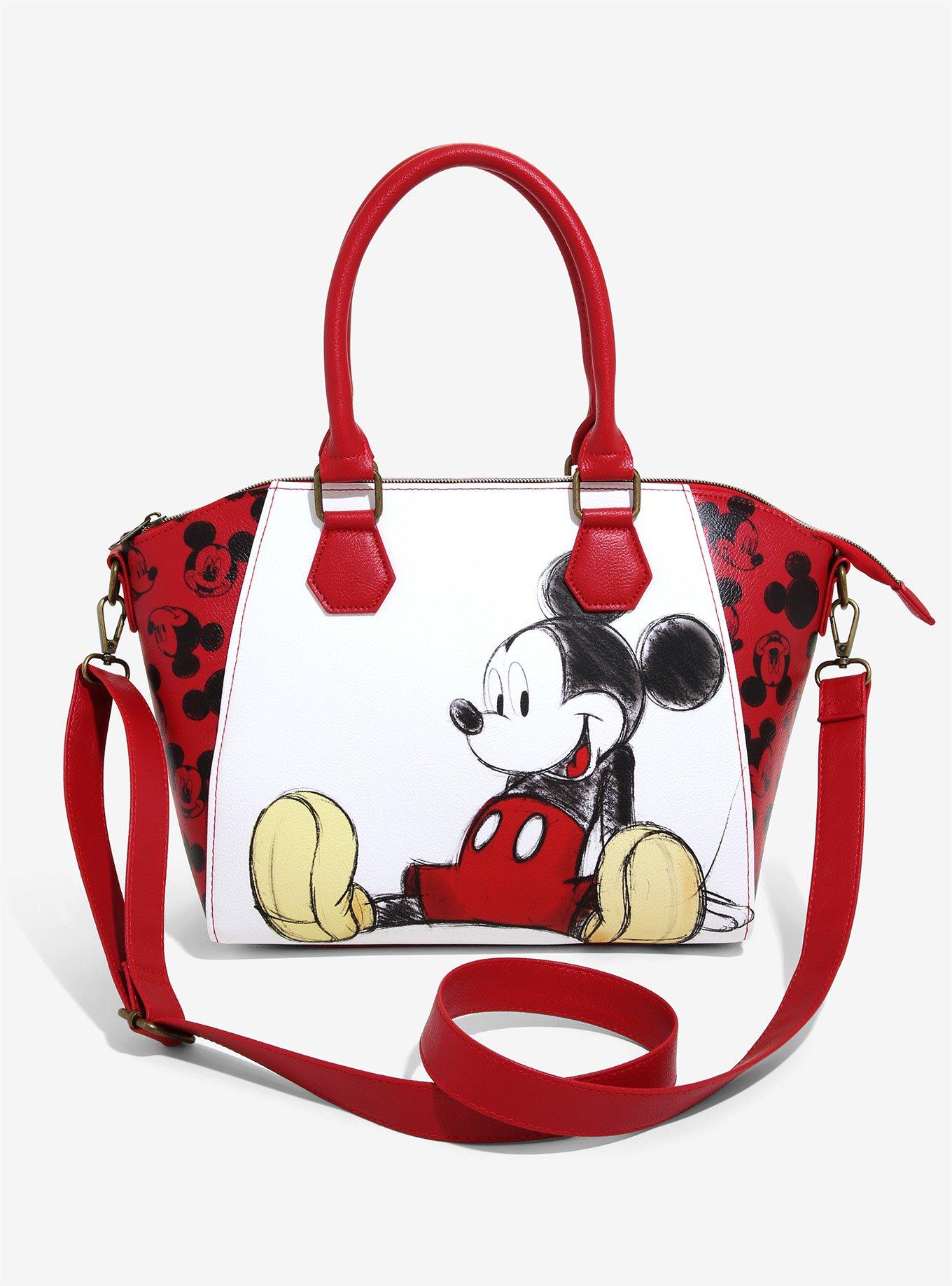 Loungefly Disney Mickey Mouse Sketch Faux Leather Crossbody Satchel Bag  Purse