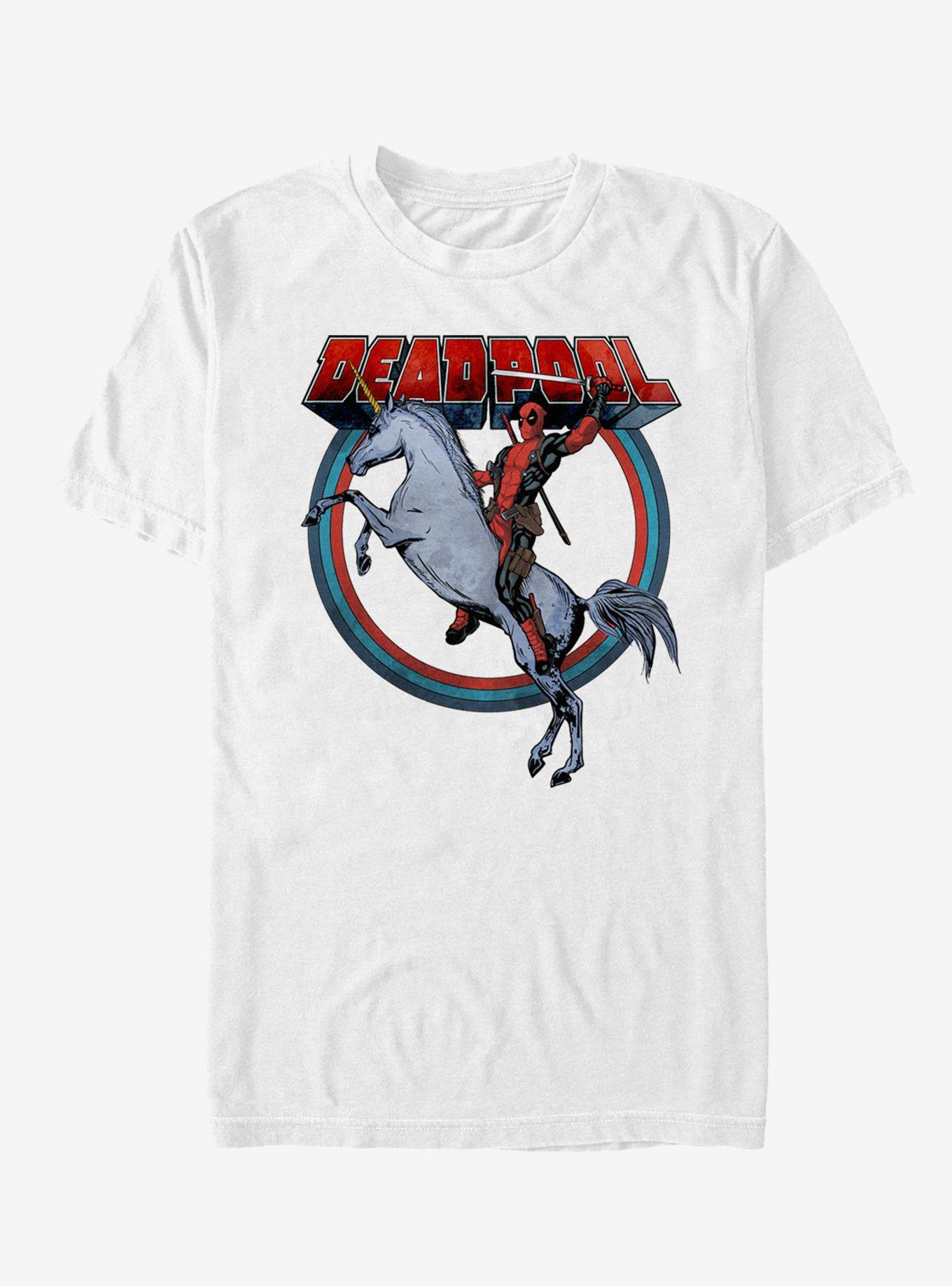 Marvel Deadpool On Unicorn T-Shirt, WHITE, hi-res