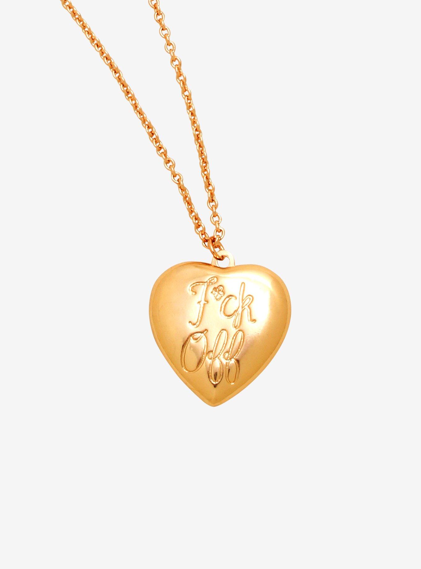F Off Heart Locket Necklace - BoxLunch Exclusive, , hi-res