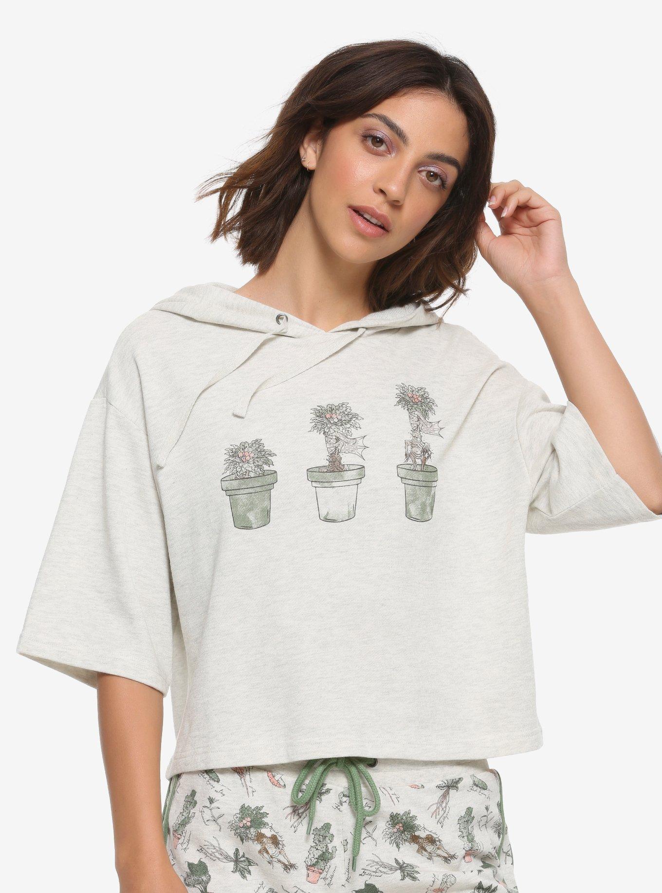 Harry Potter Herbology Girls Short-Sleeve Crop Hoodie, OATMEAL, hi-res