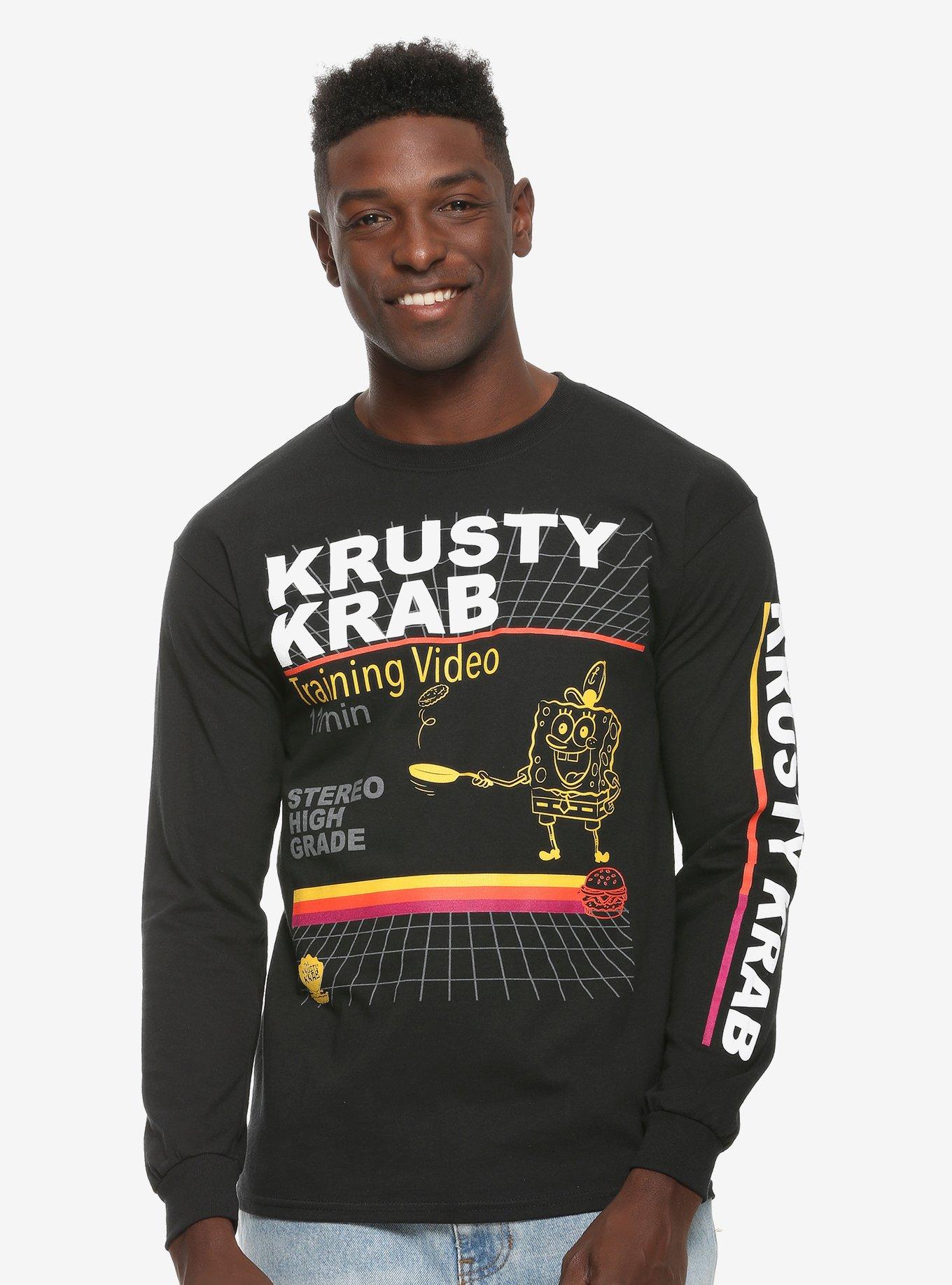 SpongeBob SquarePants Krusty Krab Training Video Long Sleeve T-Shirt - BoxLunch Exclusive, BLACK, hi-res