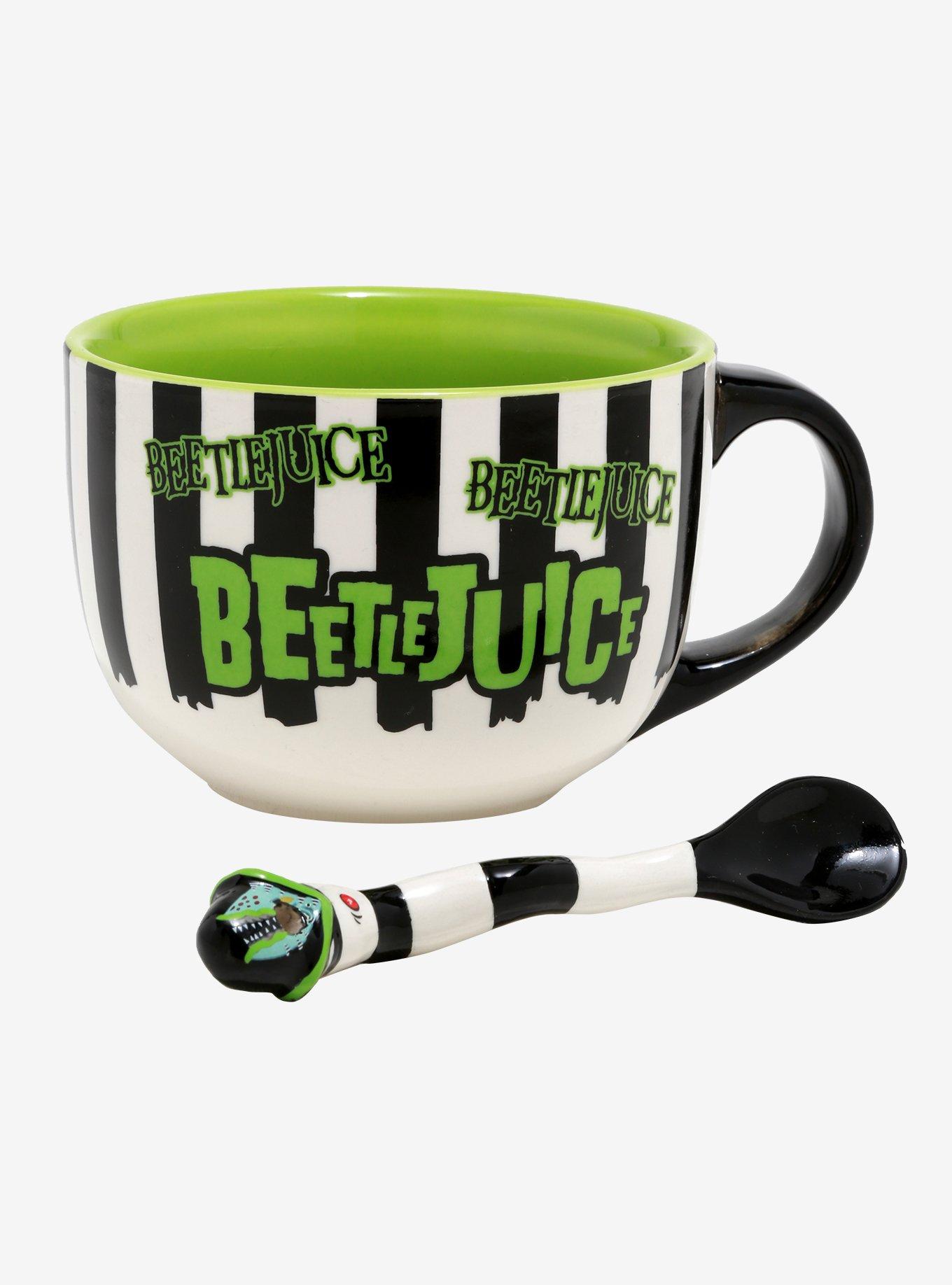 Beetlejuice Black & White Striped Soup Mug & Spoon