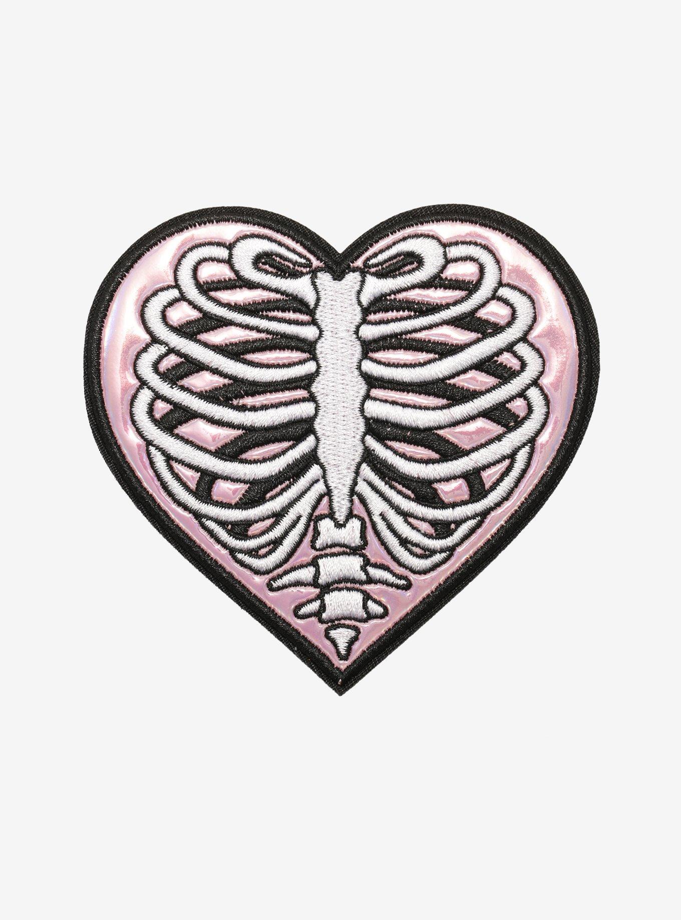 Loungefly Skeleton Rib Cage Iridescent Heart Patch | Hot Topic