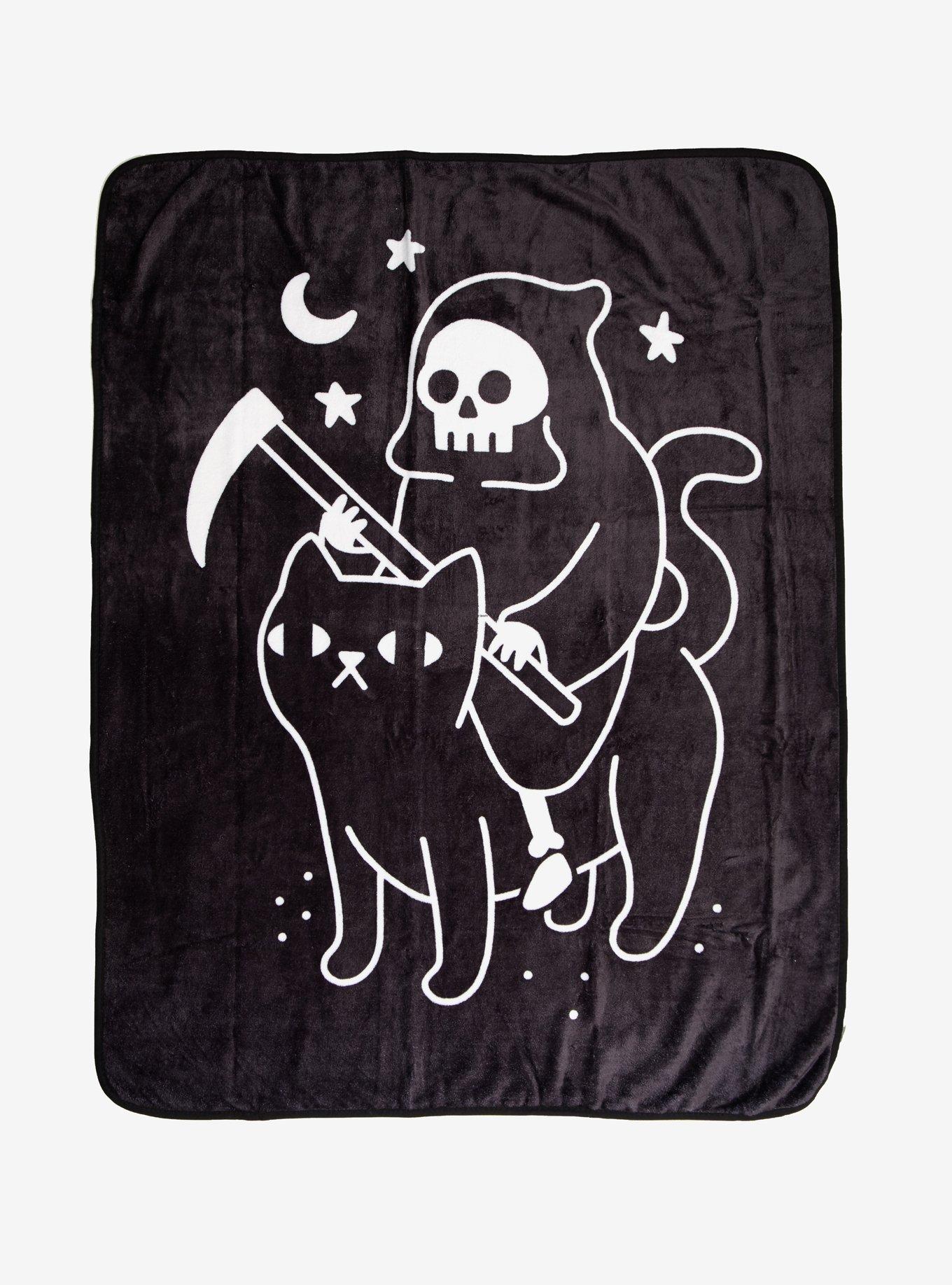 Death Rides A Black Cat Throw Blanket, , hi-res