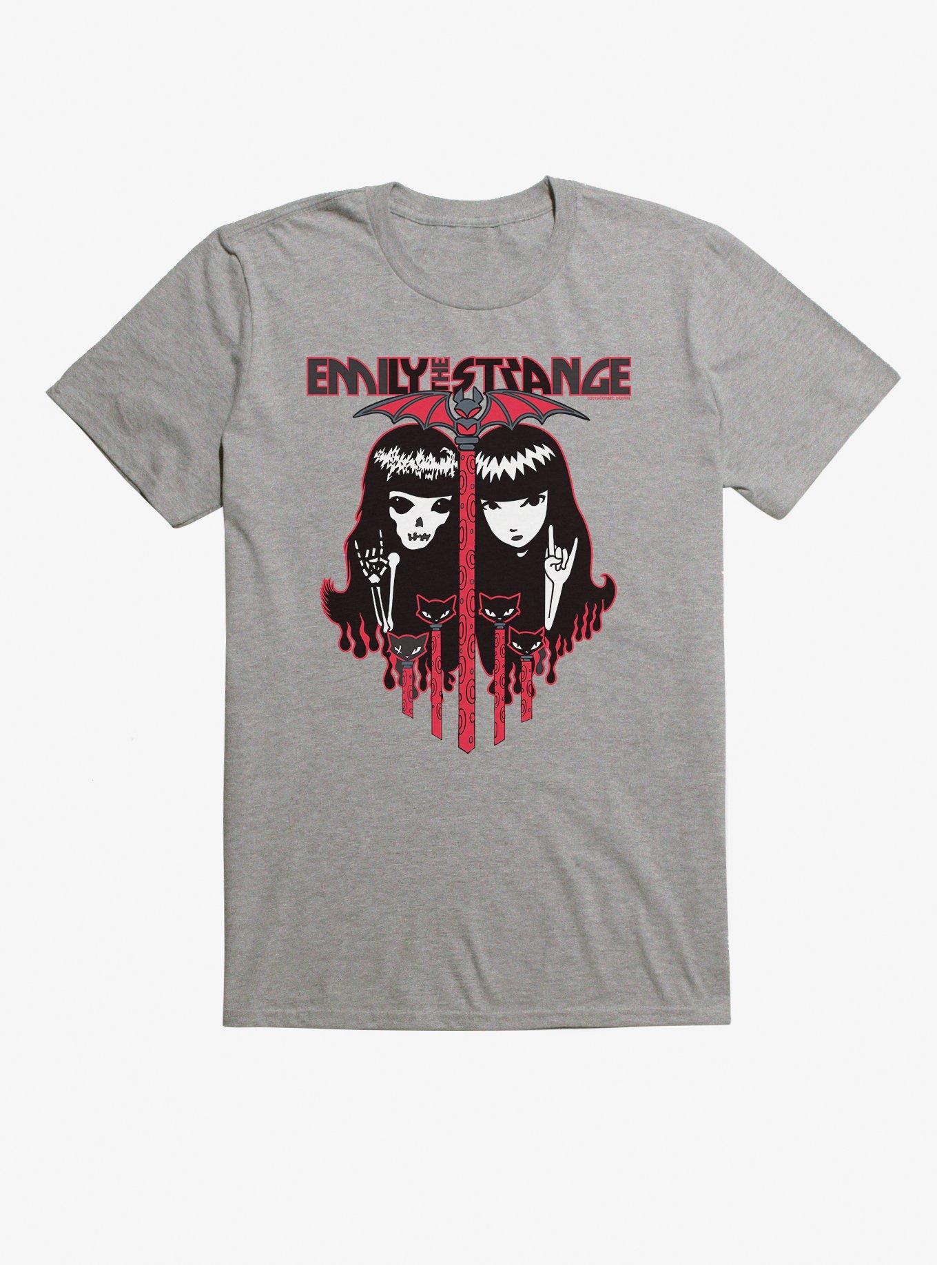 Emily The Strange Skeleton Twin Black T-Shirt, , hi-res