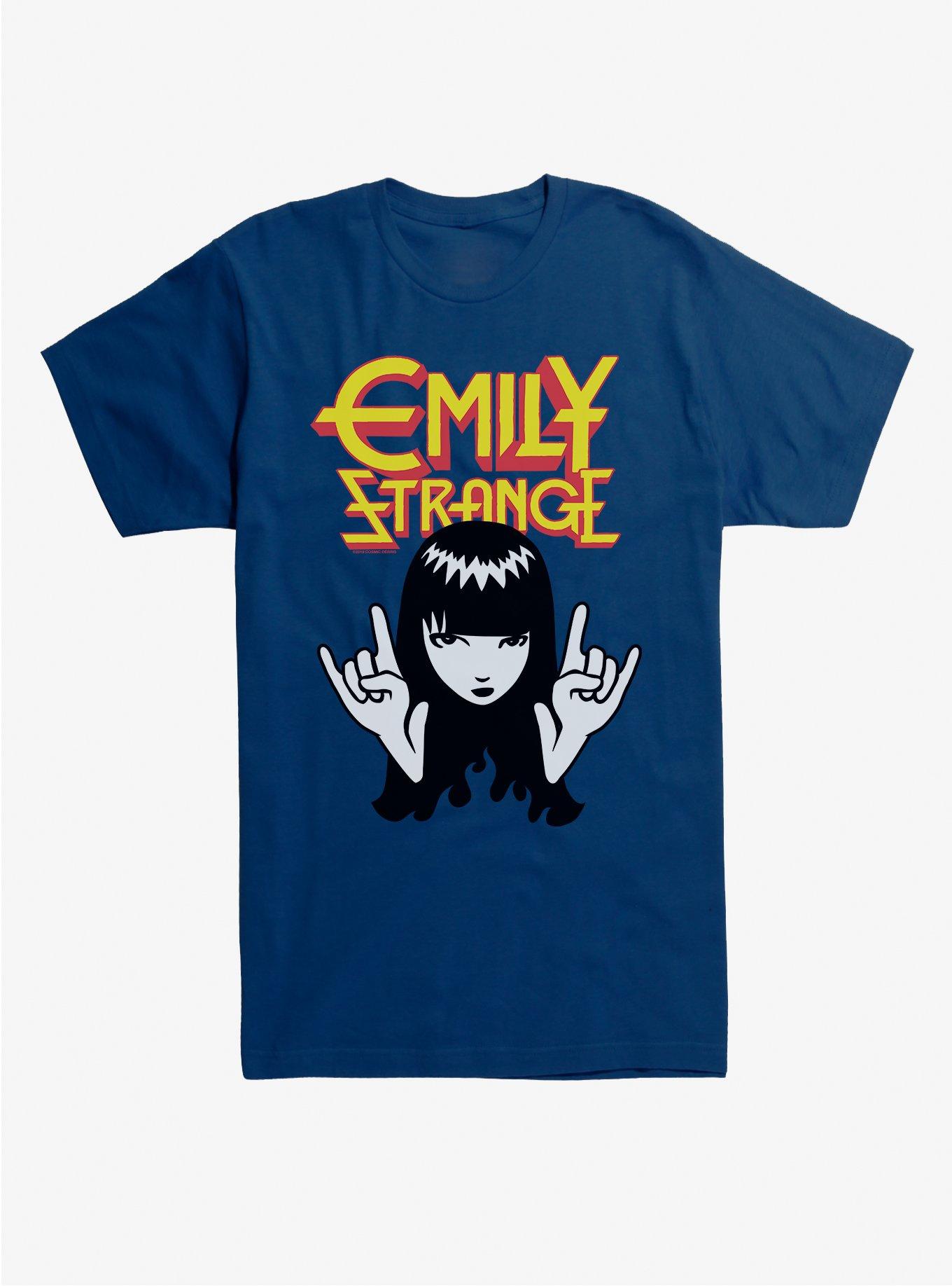Emily The Strange Emily Strange Hand Horns T-Shirt, NAVY, hi-res