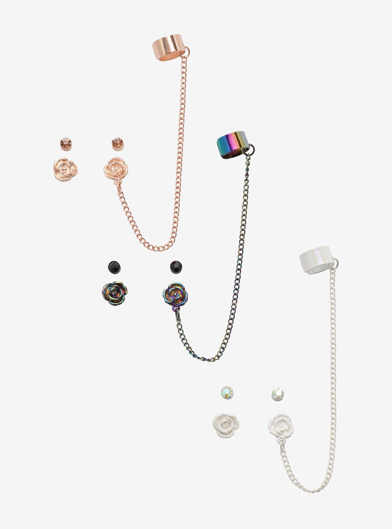 Roses Stud & Ear Cuff Set, , hi-res