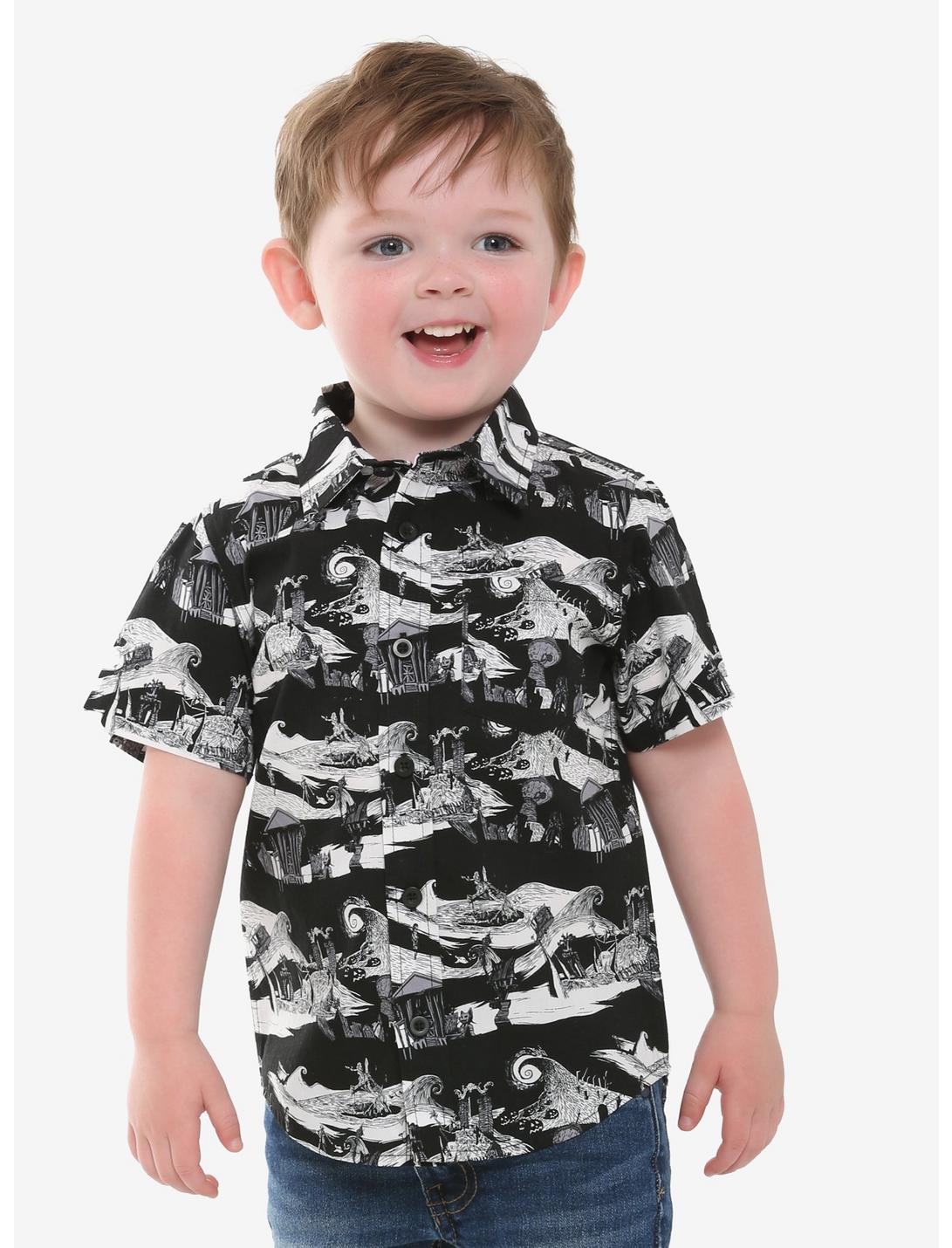 Disney The Nightmare Before Christmas Scenes Toddler Woven Button-Up ...