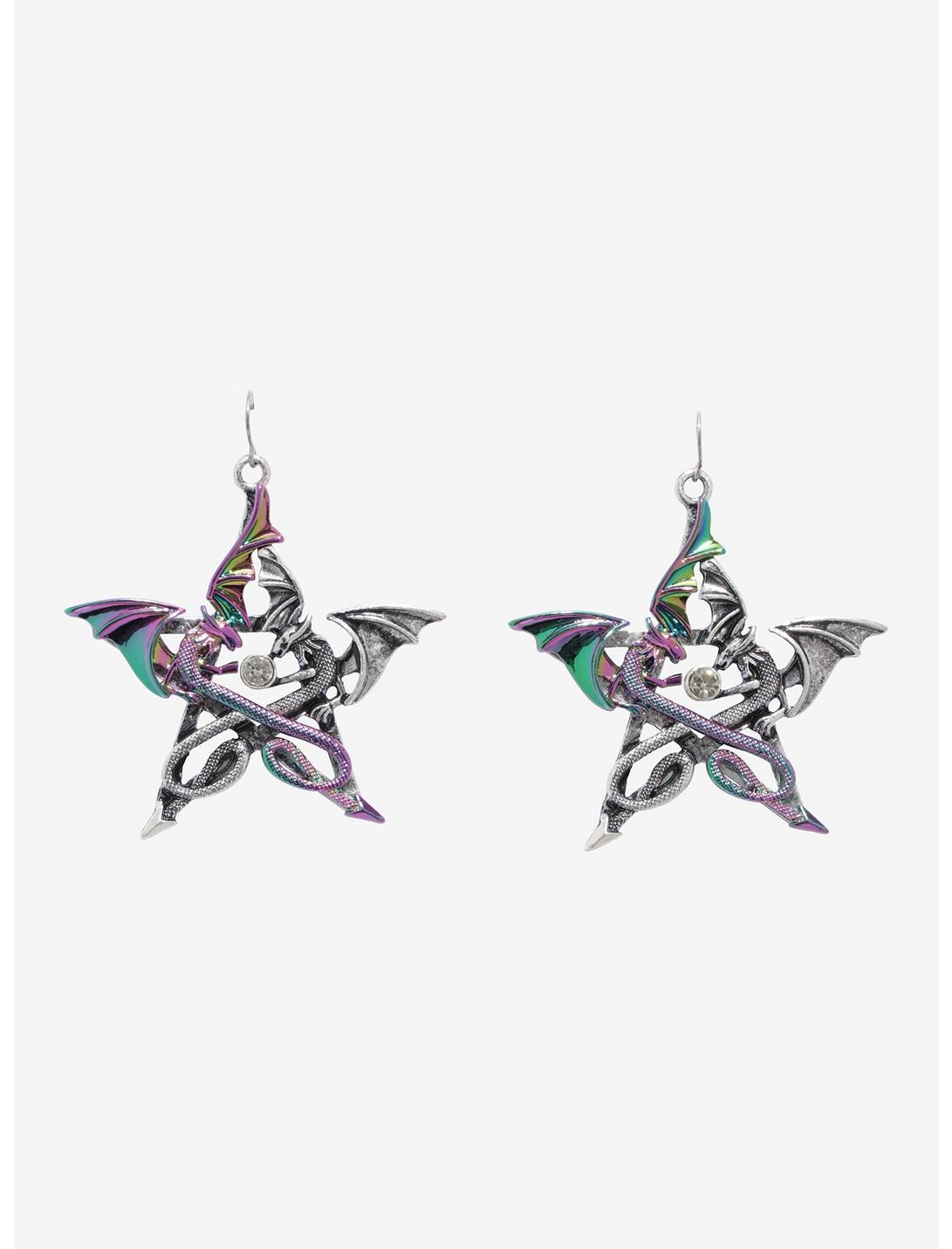 Double Dragon Star Drop Earrings, , hi-res