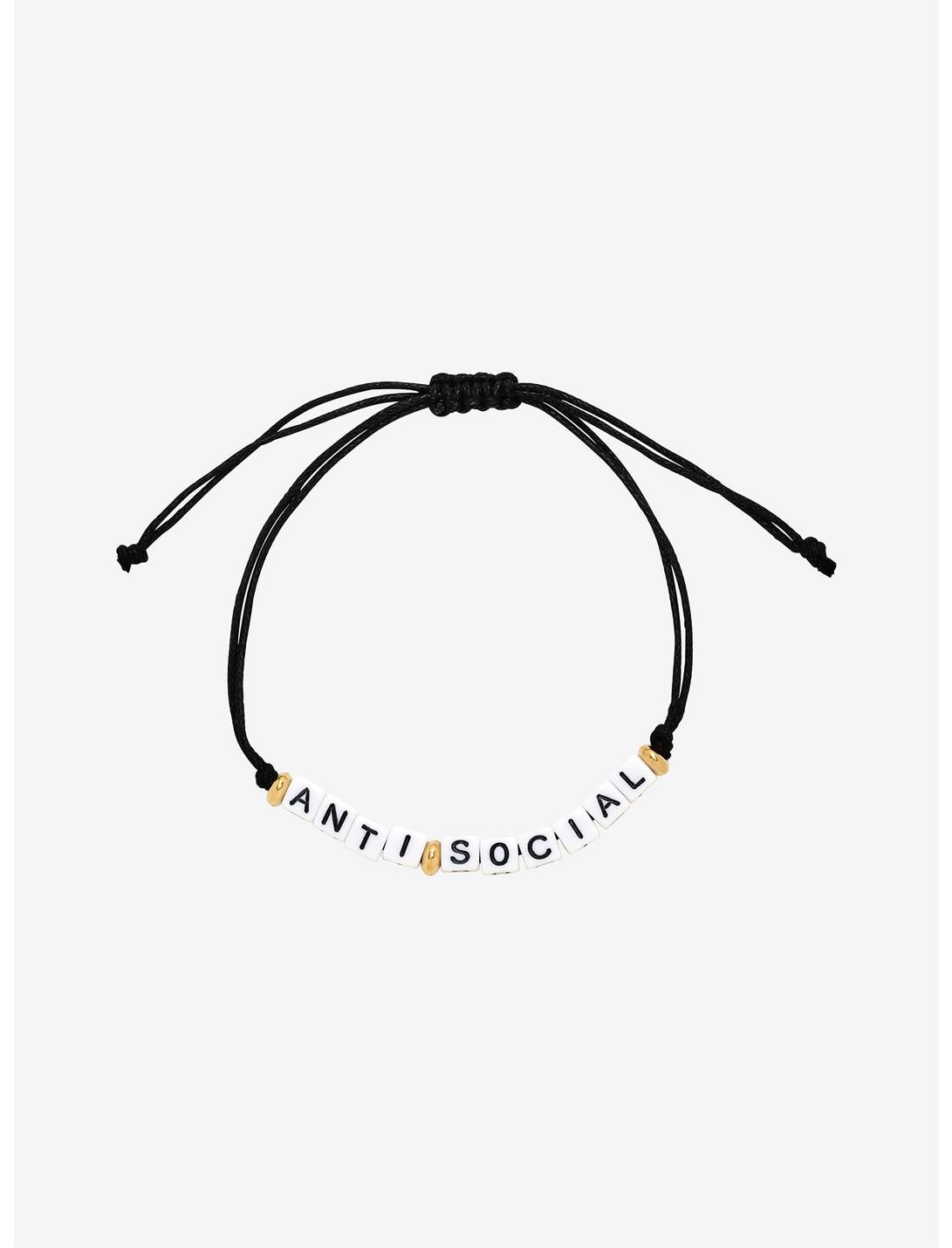 Anti-Social Beaded Cord Bracelet, , hi-res
