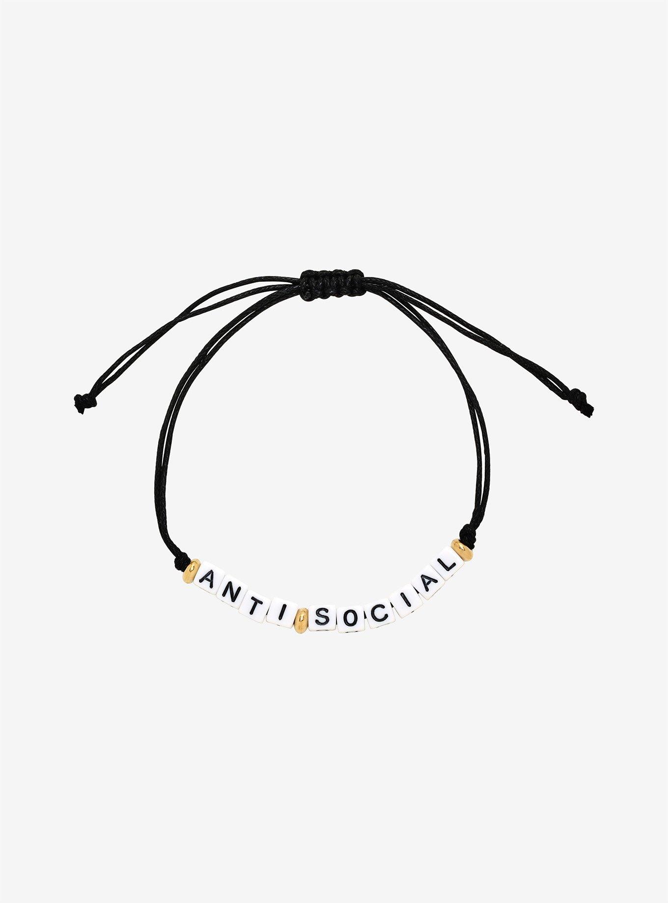 Anti-Social Beaded Cord Bracelet, , hi-res