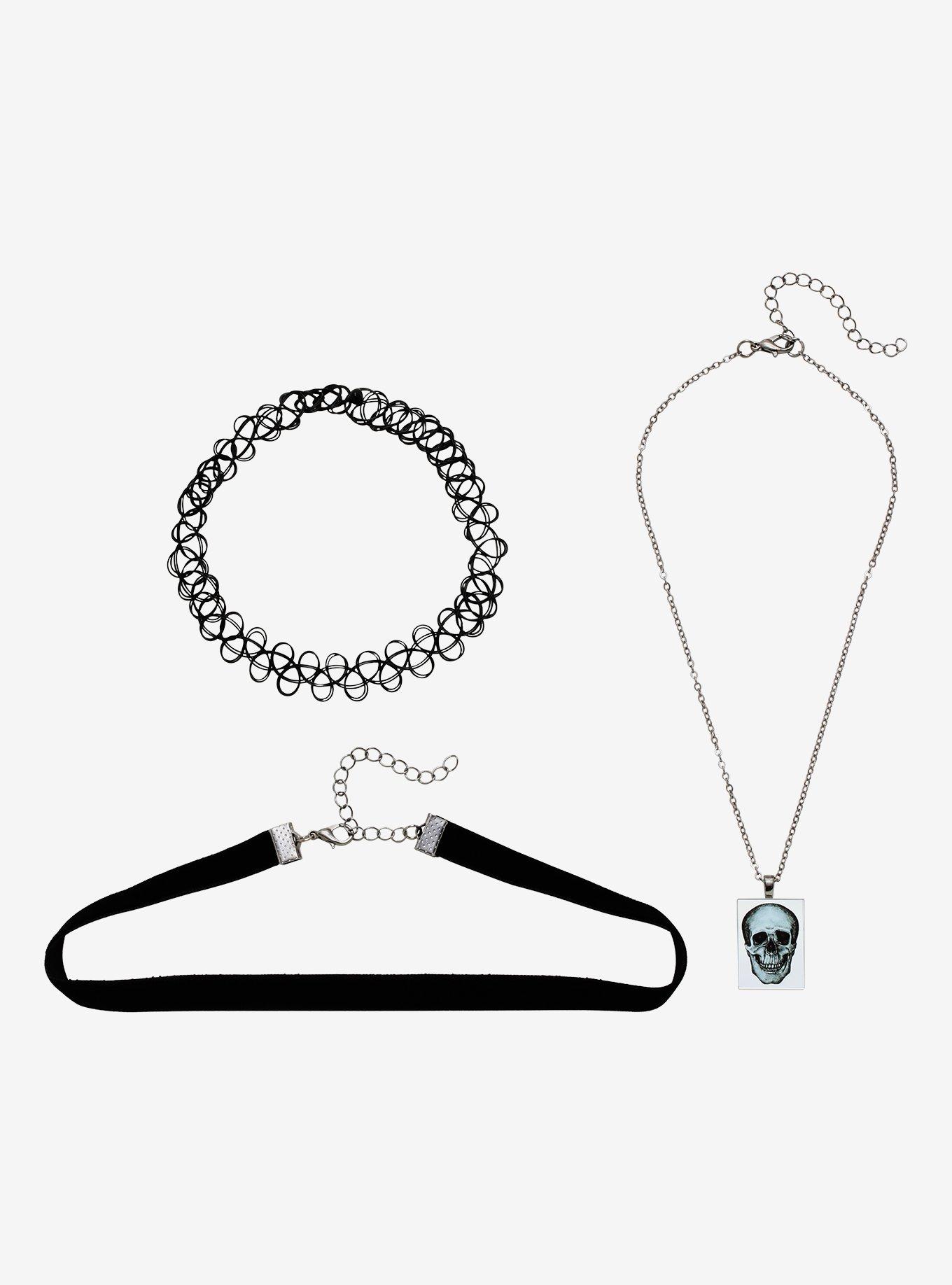 Mirrored Skull Tattoo Choker Set, , hi-res