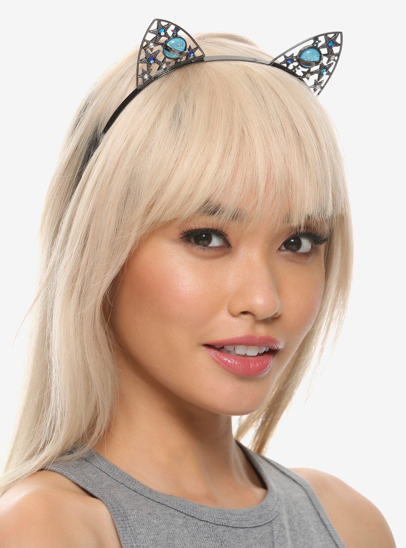 Blue Planet & Stars Cat Ear Headband, , hi-res