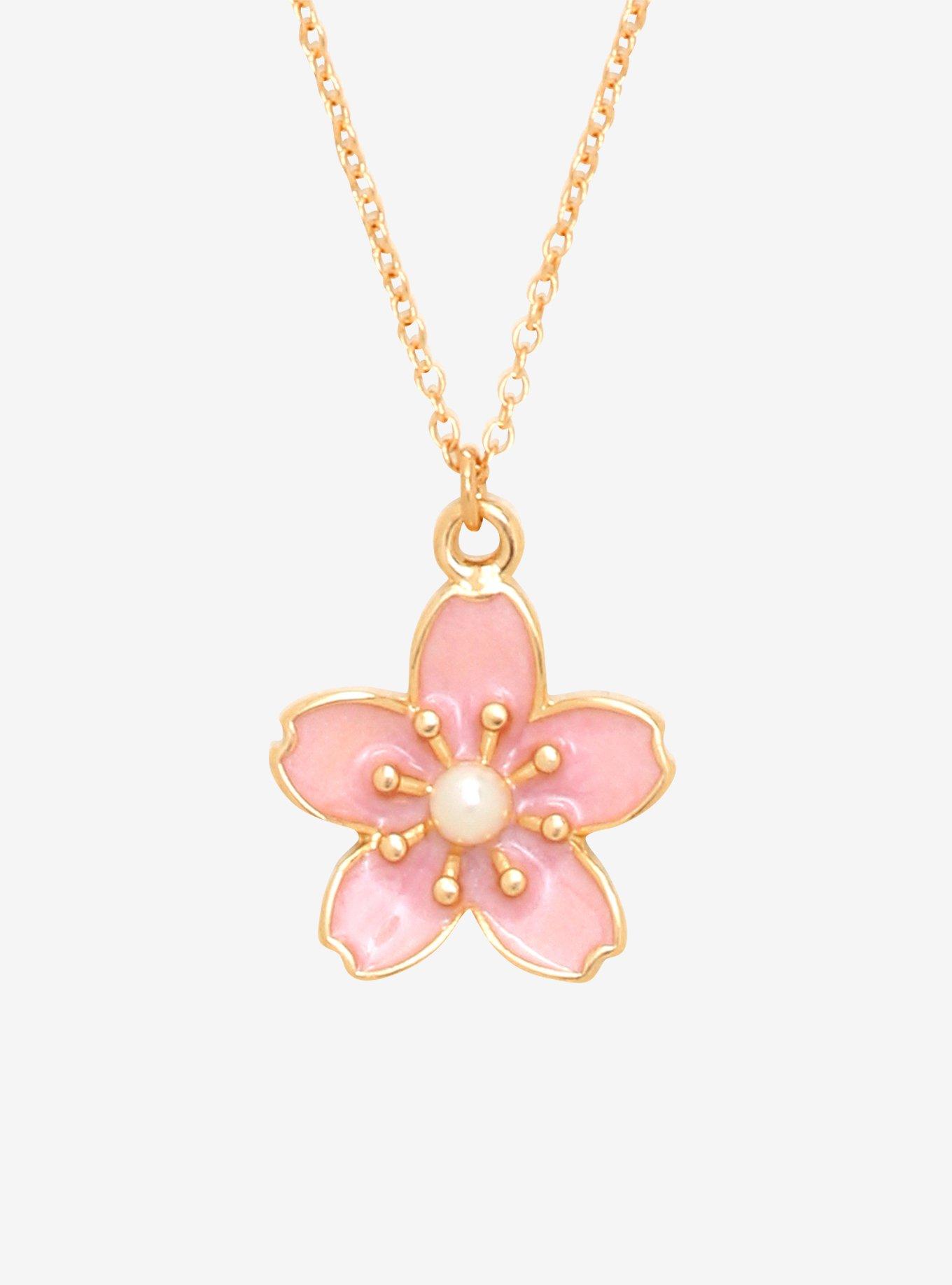 Cherry Blossom Personalized Necklace  Sakura Monogram Necklace - Stranded  Treasures