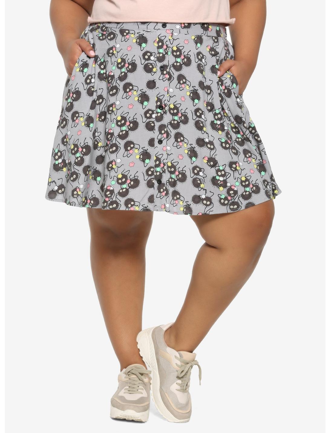 Her Universe Studio Ghibli Spirited Away Soot Sprite Button-Front Skirt Plus Size, MULTI, hi-res