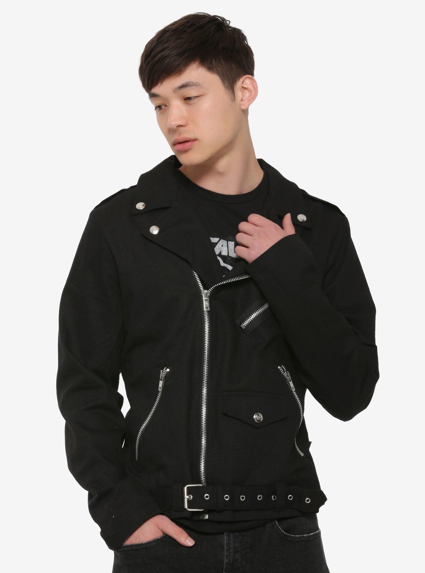 Black cotton moto clearance jacket