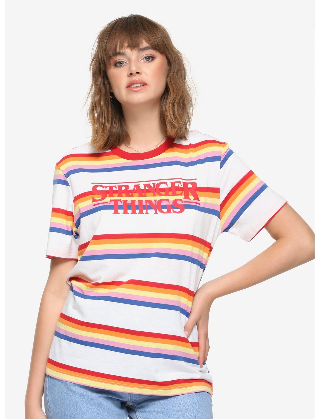 Stranger Things Retro Striped Women's Ringer T-Shirt - BoxLunch Exclusive, MULTI, hi-res