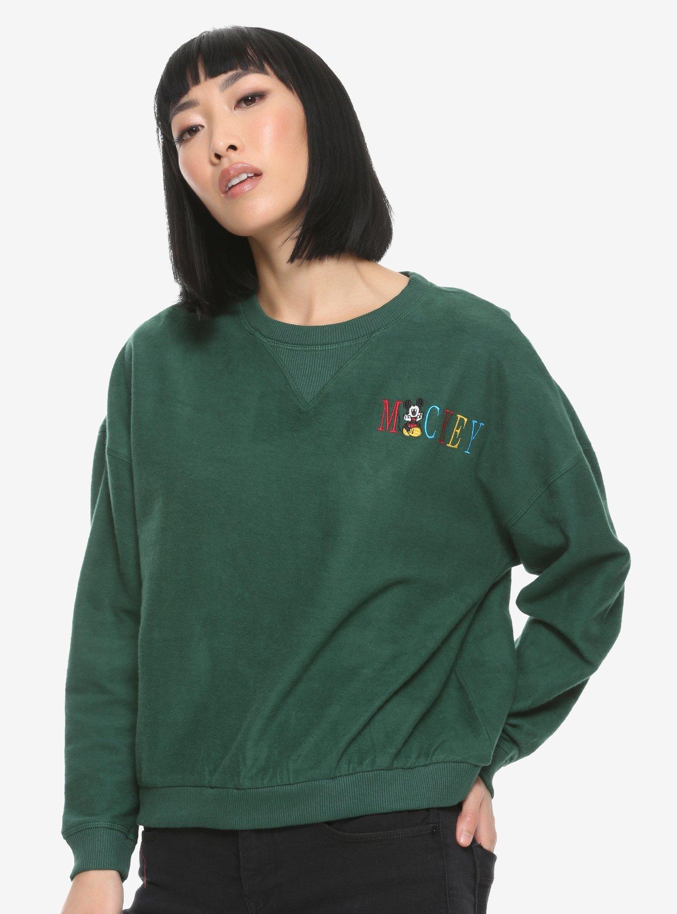 Disney Mickey Mouse Hunter Green Crew Sweater