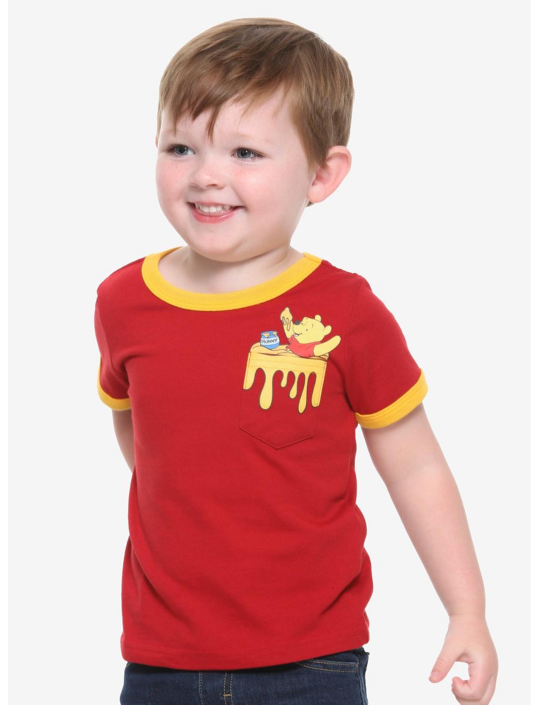Disney Winnie the Pooh Hunny Pocket Toddler Ringer T-Shirt - BoxLunch Exclusive, RED, hi-res