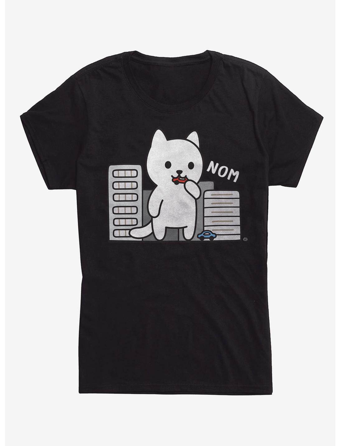 Cat Destroying City Girls T-Shirt, BLACK, hi-res