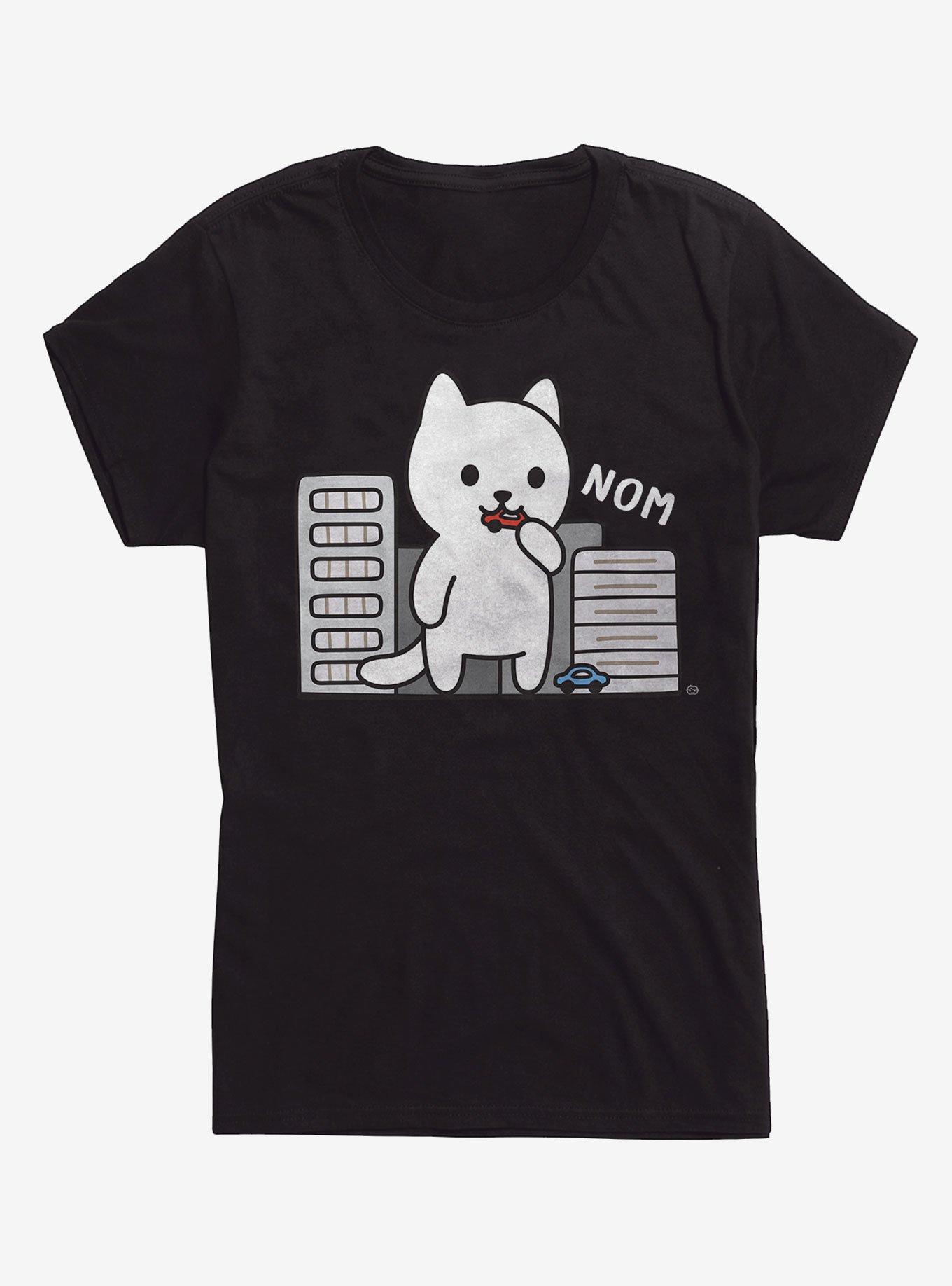 Cat Destroying City Girls T-Shirt, BLACK, hi-res