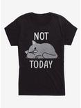 Lazy Not Today Cat Girls T-Shirt, BLACK, hi-res