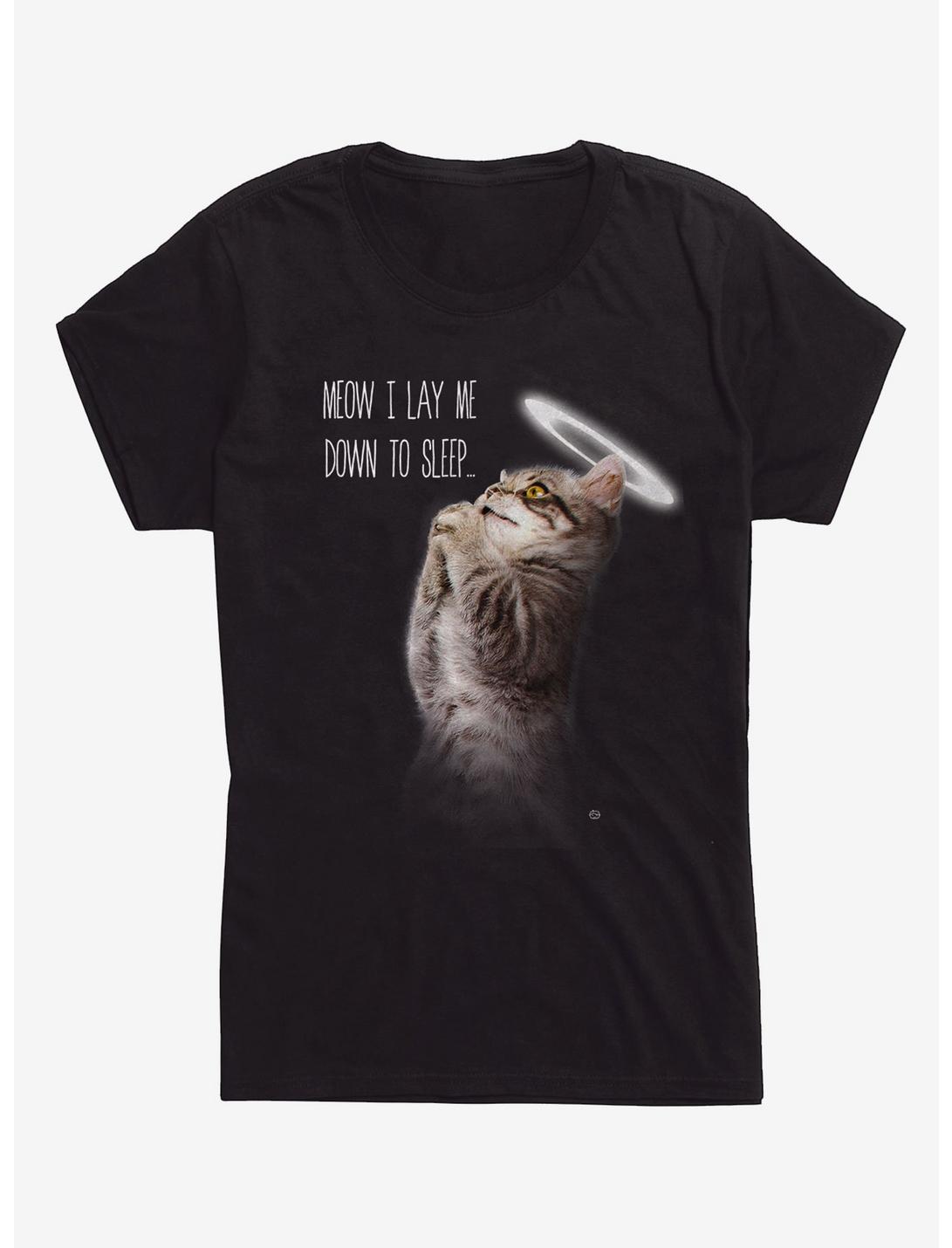Meow I Lay Cat Girls T-Shirt, BLACK, hi-res