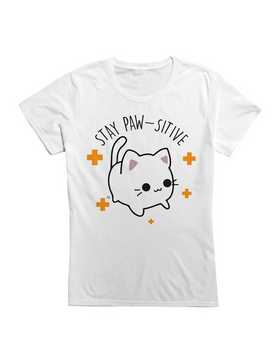 Stay Pawsitive Cat Girls T-Shirt, , hi-res