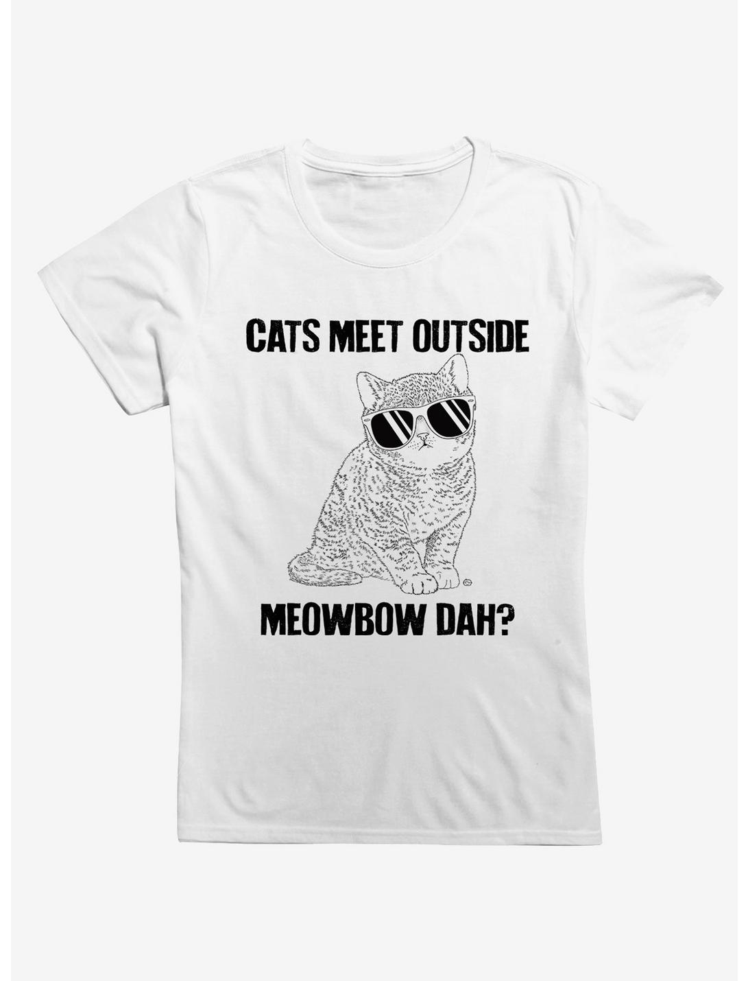 Cats Meet Outside Meowbow Dah Girls T-Shirt, WHITE, hi-res