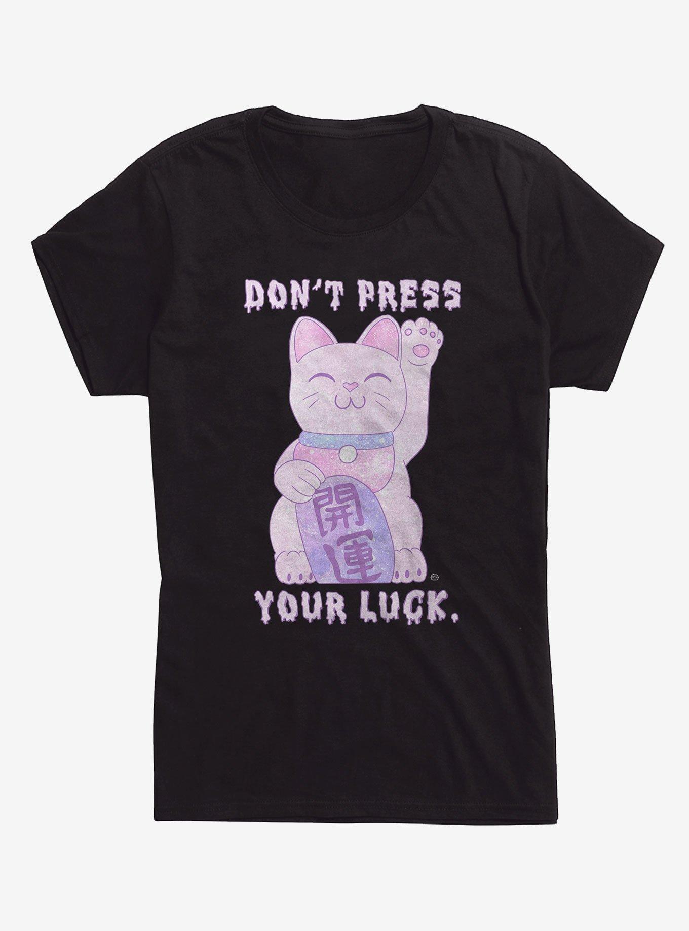 Don't Press Your Luck Cat Girls T-Shirt, BLACK, hi-res