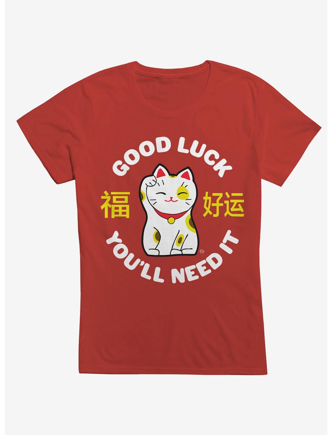 Good Luck Cat Girls T-Shirt, RED, hi-res