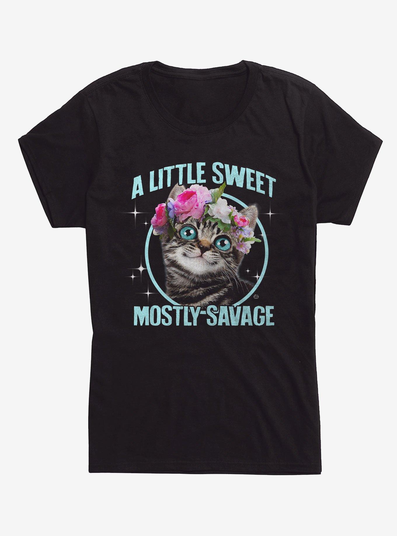 Mostly Savage Cat Girls T-Shirt, BLACK, hi-res