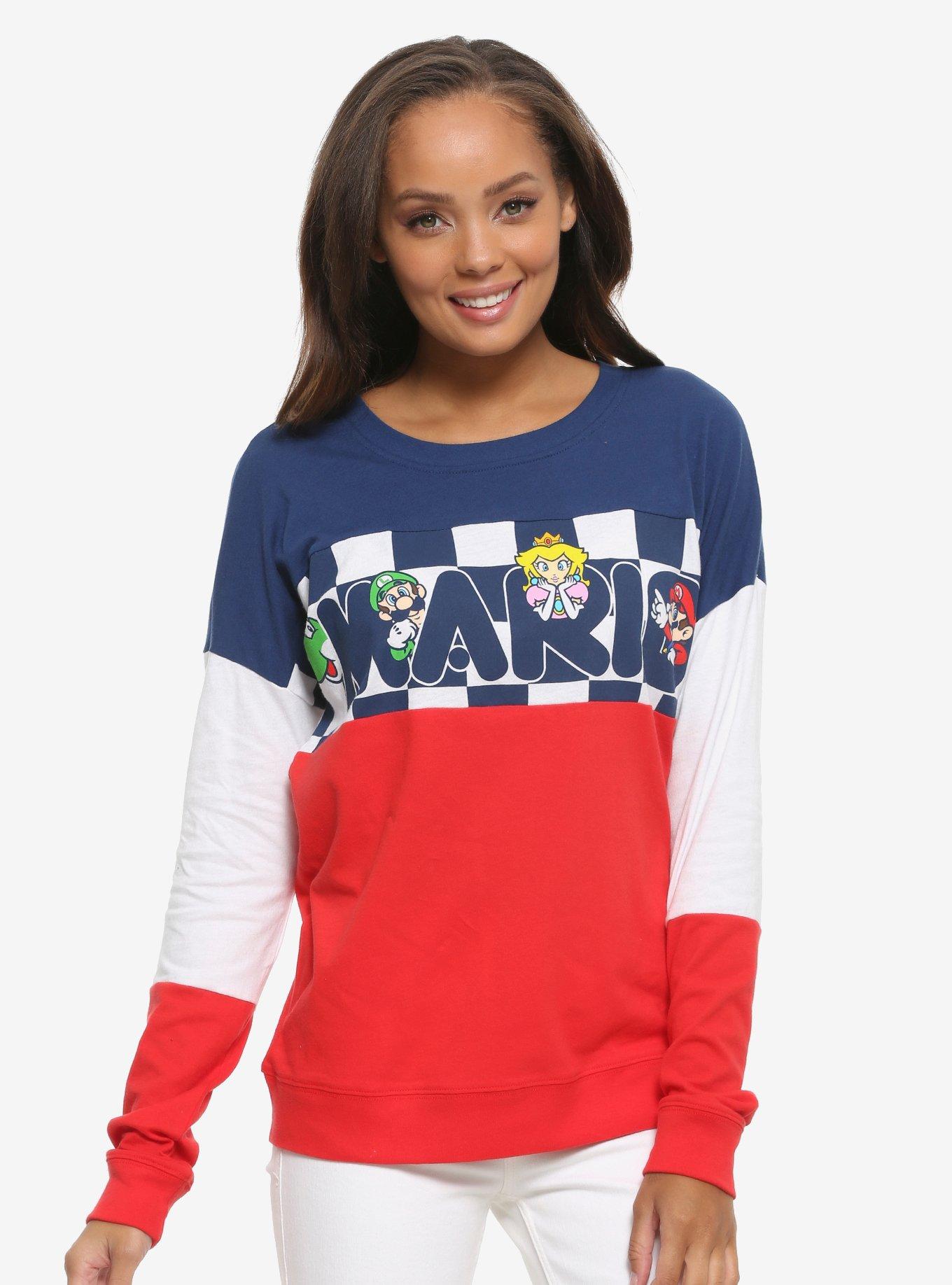 Nintendo Super Mario Bros. Tri-Panel Women's Long Sleeve T-Shirt - BoxLunch Exclusive, MULTI, hi-res