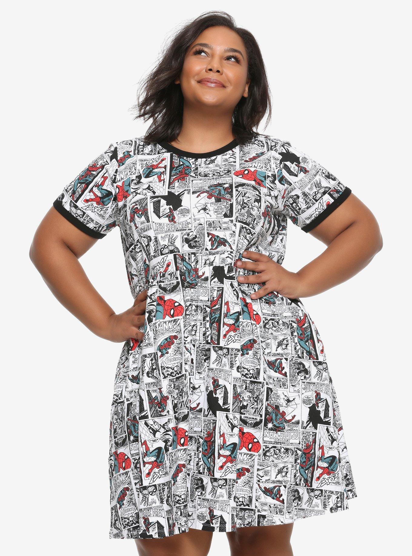 Her Universe Marvel Spider-Man Comic Book Dress Plus Size, MULTI, hi-res