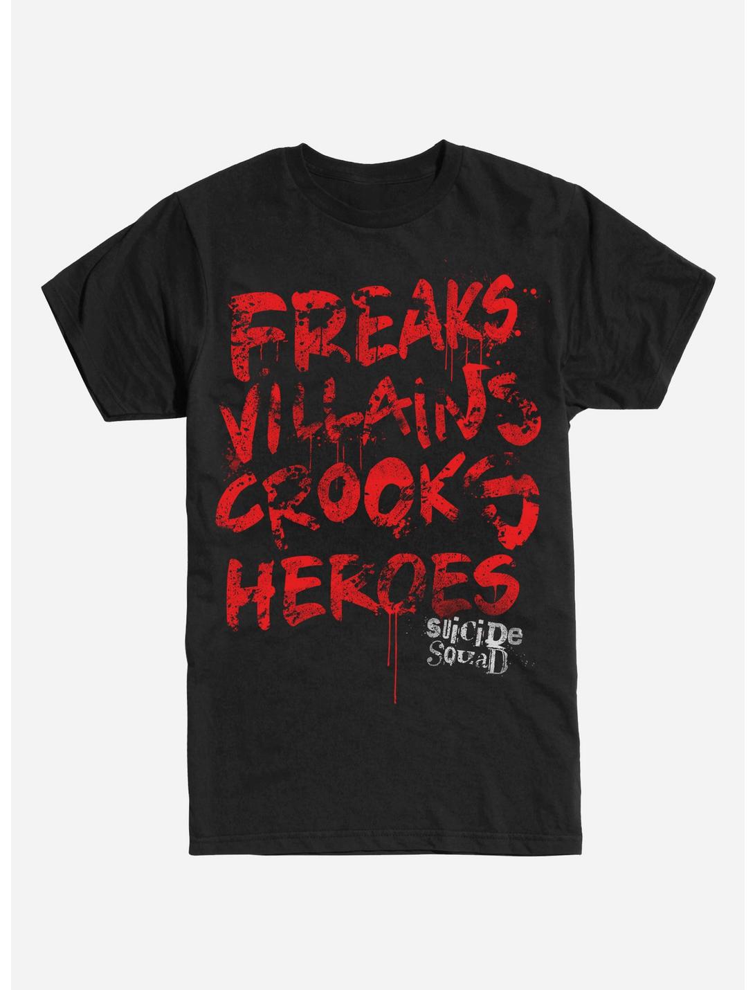 DC Comics Suicide Squad Freaks Villains Crooks Heroes T-Shirt, BLACK, hi-res