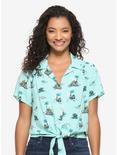 Our Universe Disney Mickey Mouse Safari Women's Tie-Front Woven Top - BoxLunch Exclusive, BLUE, hi-res