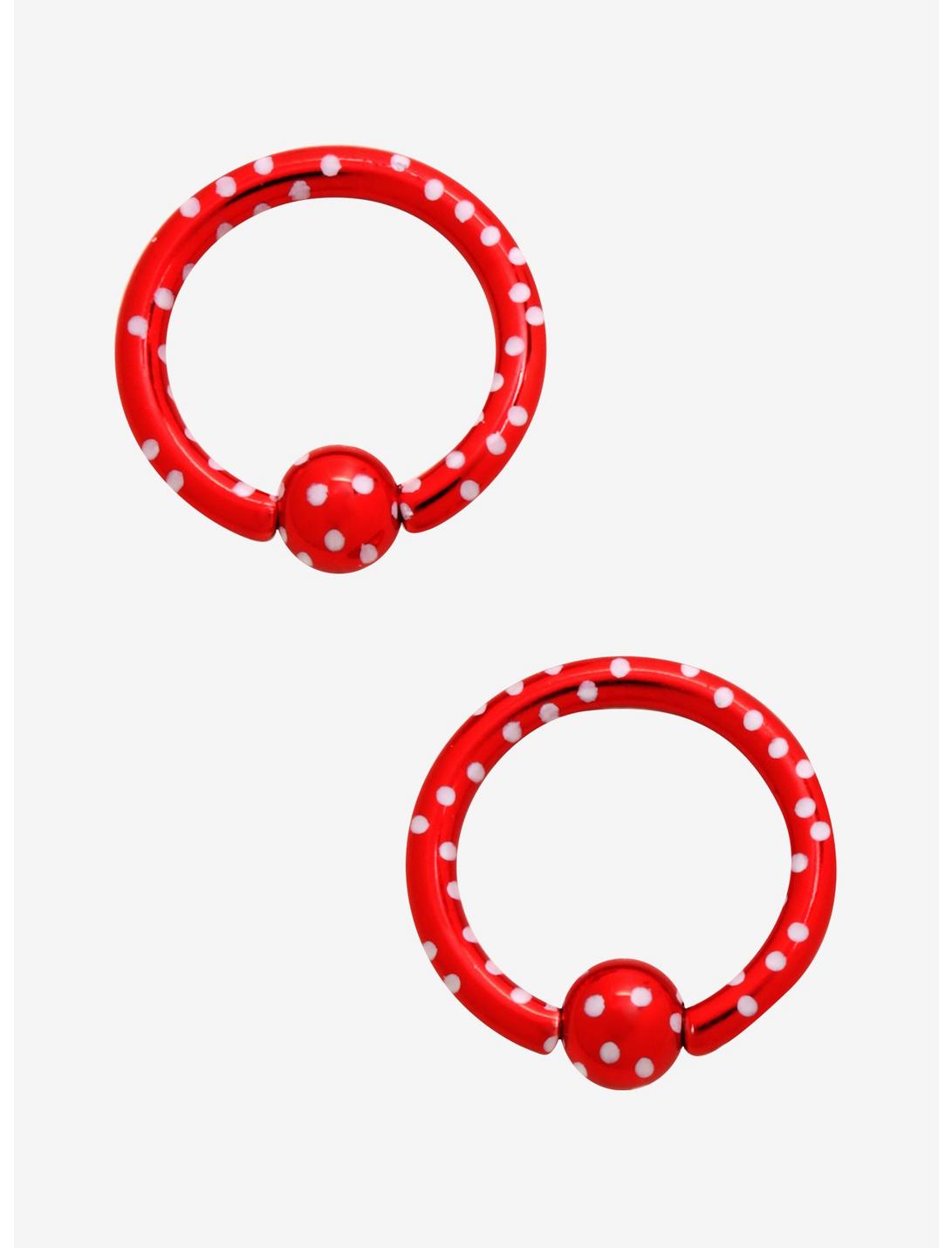 Red With White Polka Dots Captive Hoop 2 Pack, MULTI, hi-res
