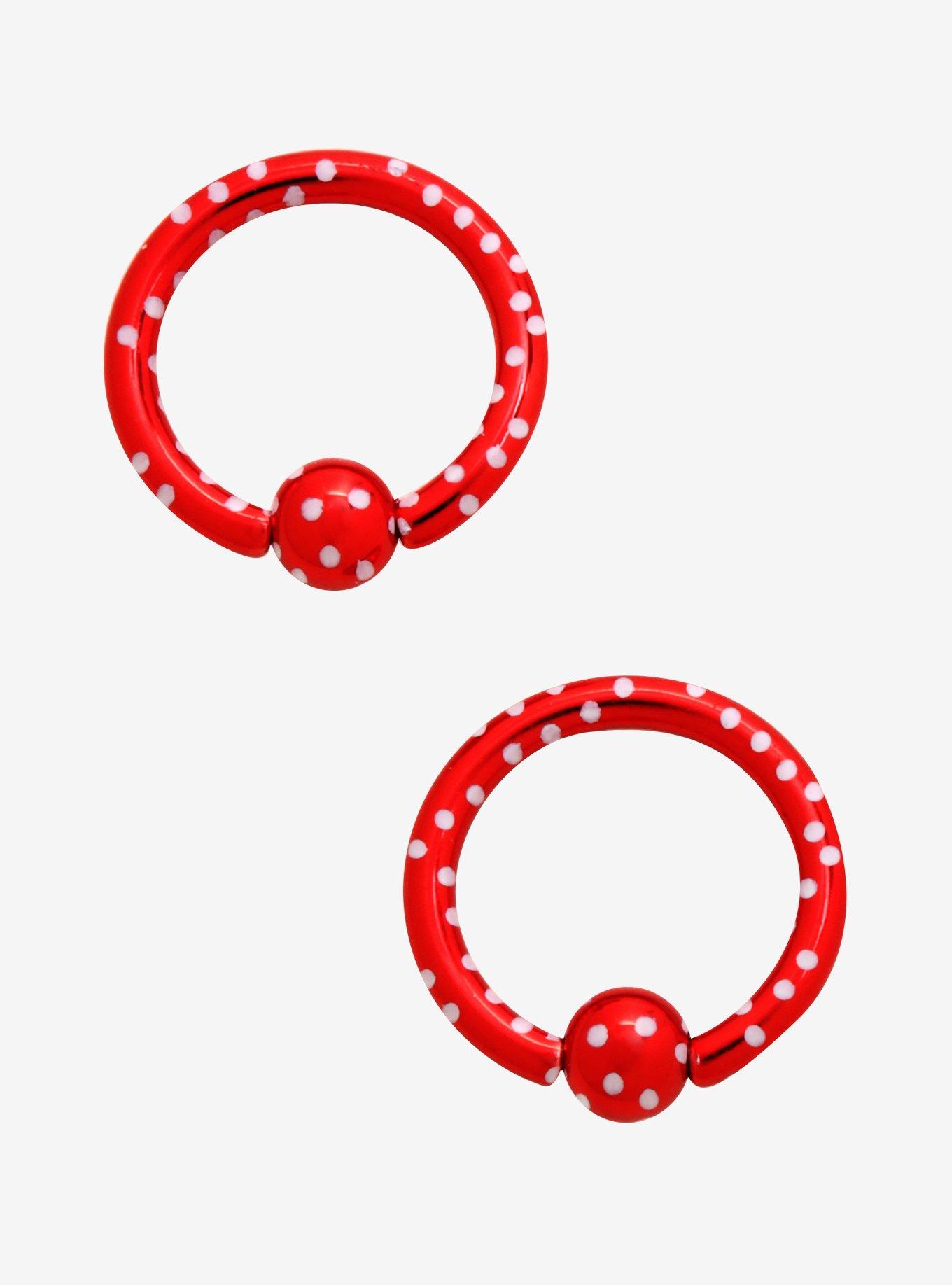 Red With White Polka Dots Captive Hoop 2 Pack, MULTI, hi-res