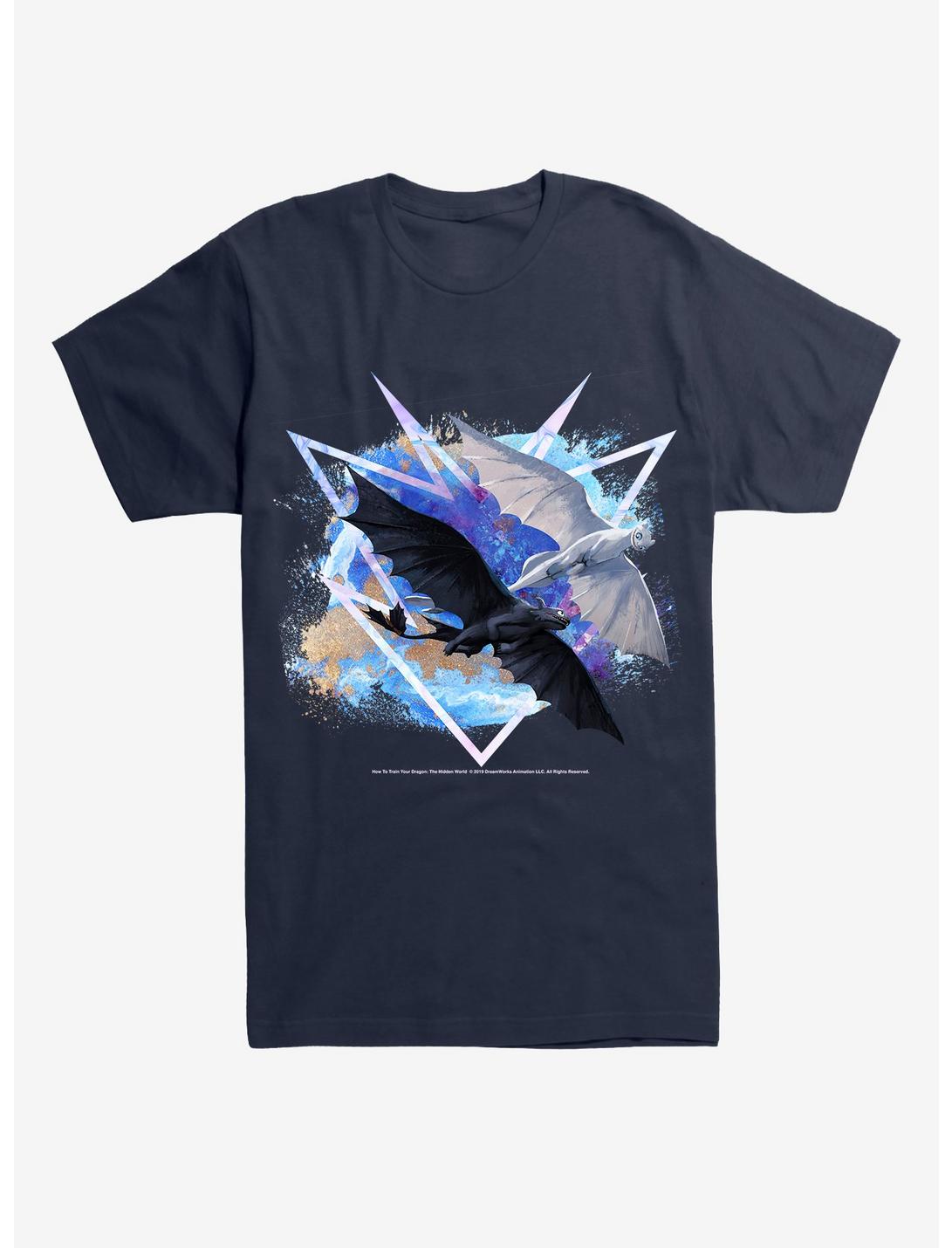 Extra Soft How To Train Your Dragon Night & Light Flying Dragons T-Shirt, MIDNIGHT NAVY, hi-res